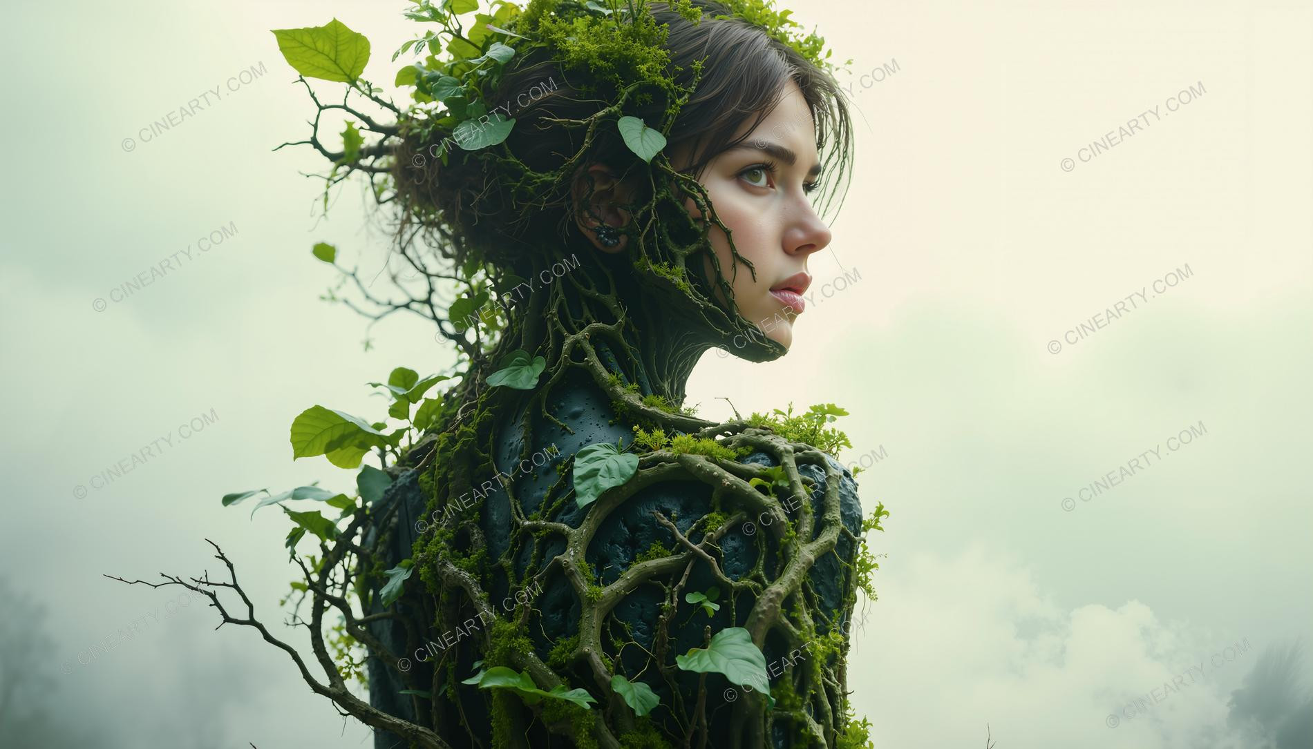 Portrait of a Girl in Symbiosis with Plants 01250