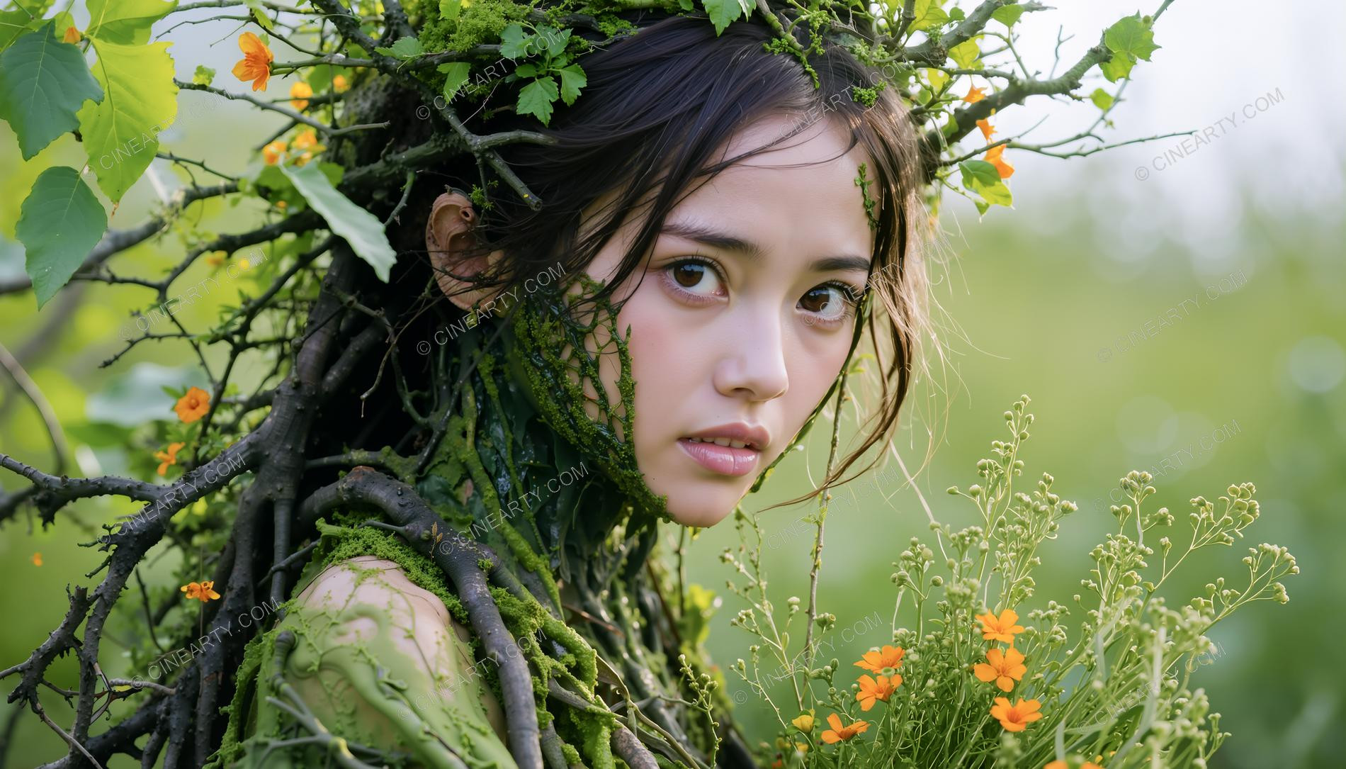 Portrait of a Girl in Symbiosis with Plants 97686