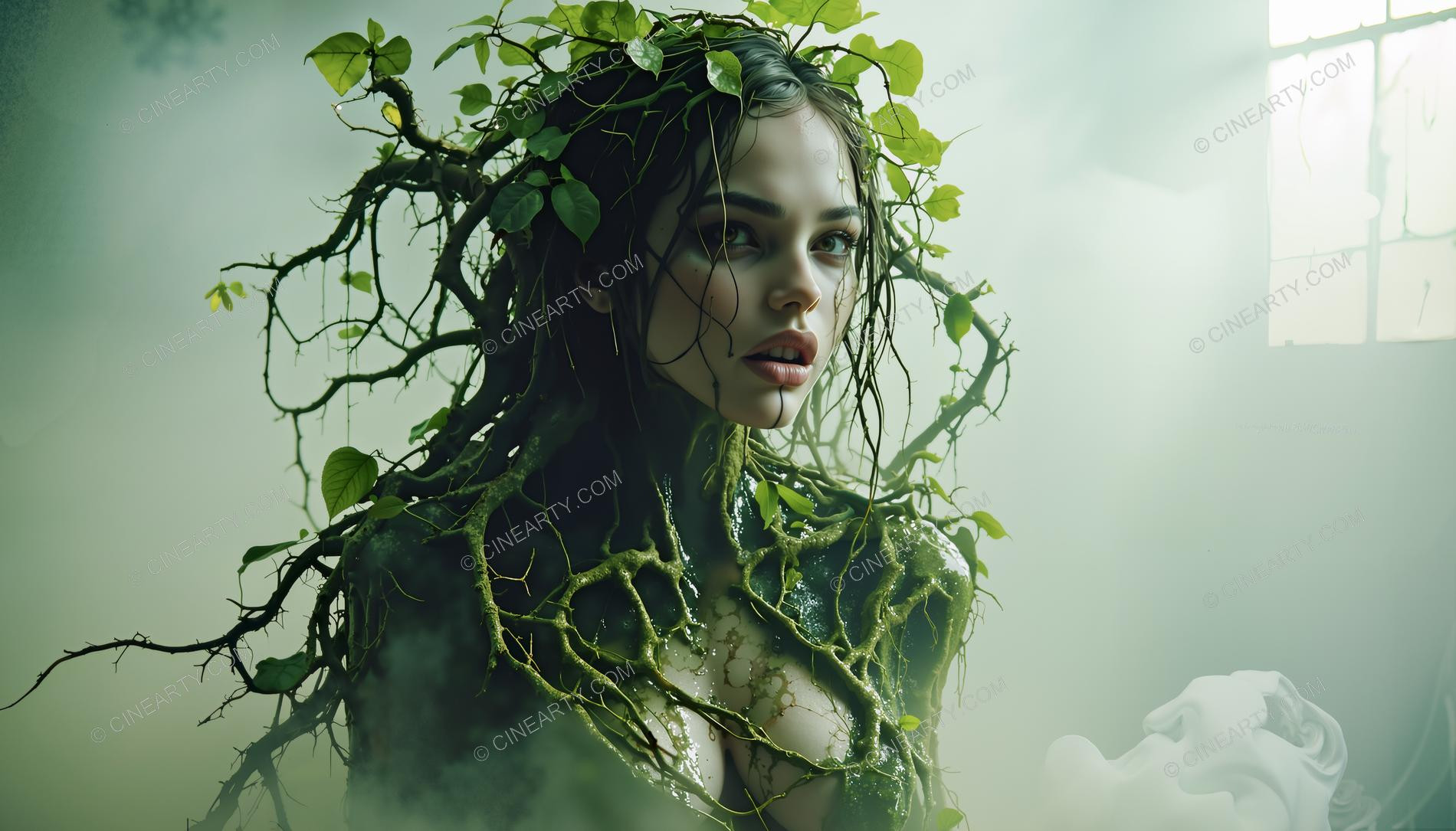 Portrait of a Girl in Symbiosis with Plants 04141