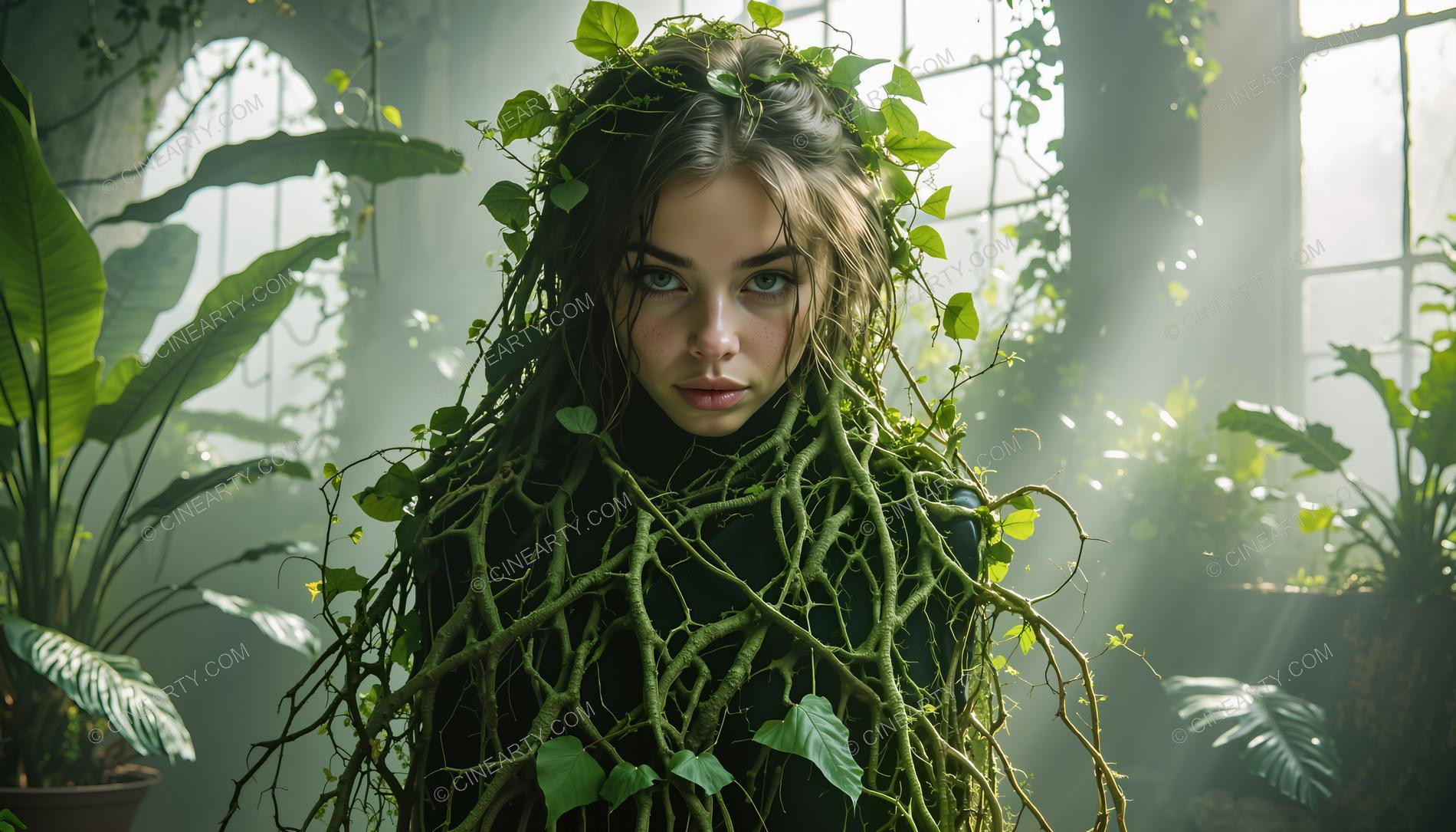 Portrait of a Girl in Symbiosis with Plants 21281
