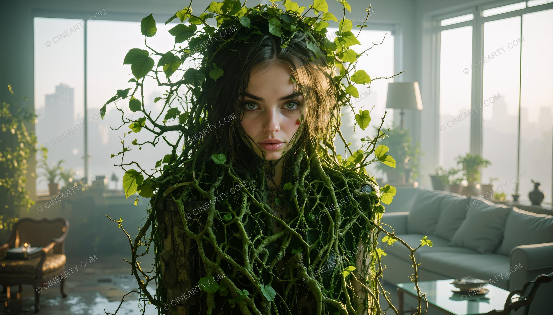 Portrait of a Girl in Symbiosis with Plants 71699