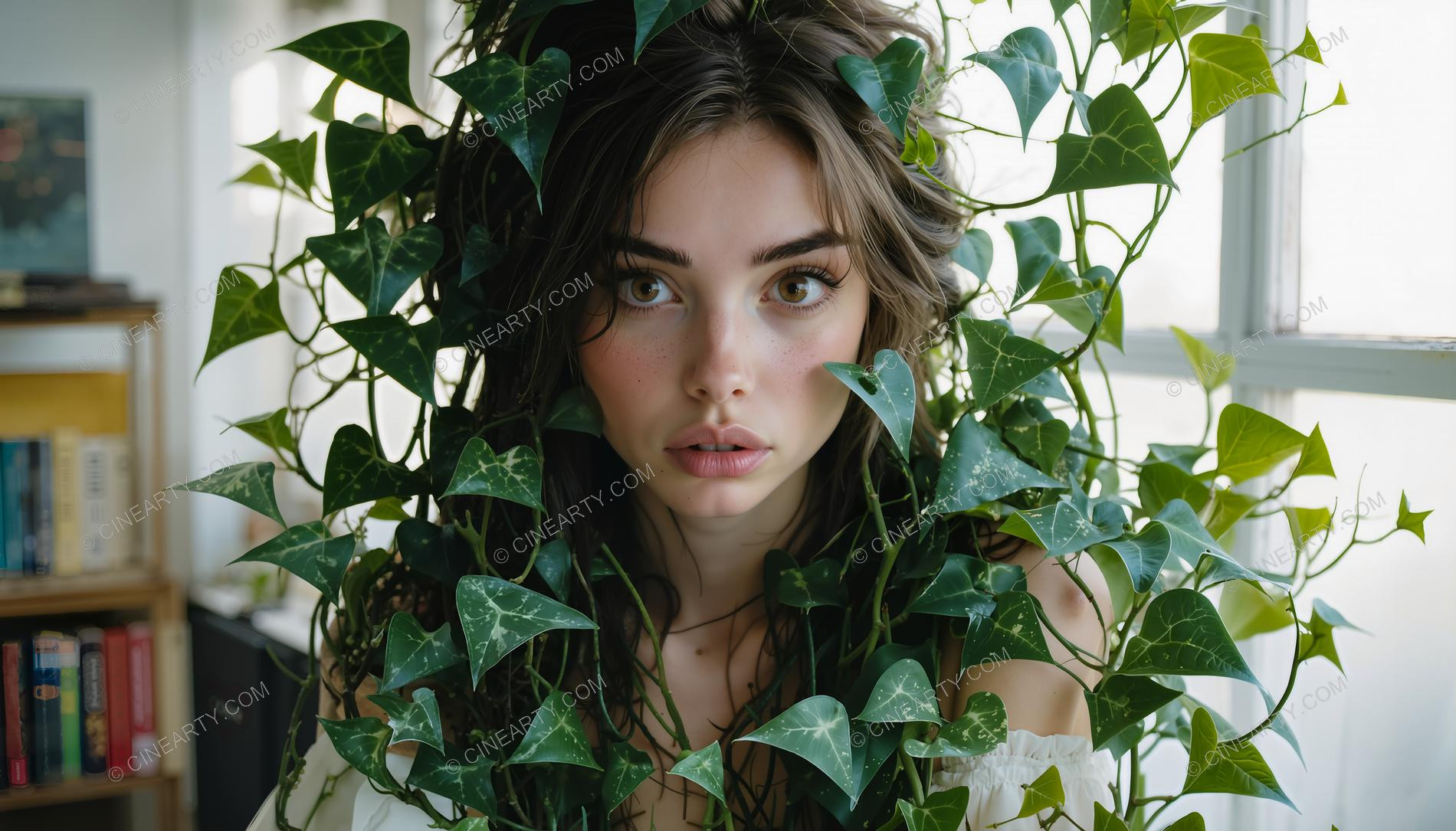 Portrait of a Girl in Symbiosis with Plants 03042