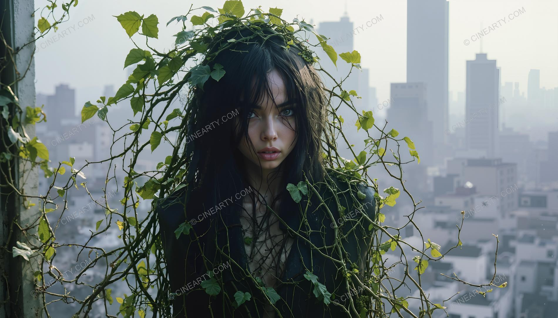 Portrait of a Girl in Symbiosis with Plants 16826