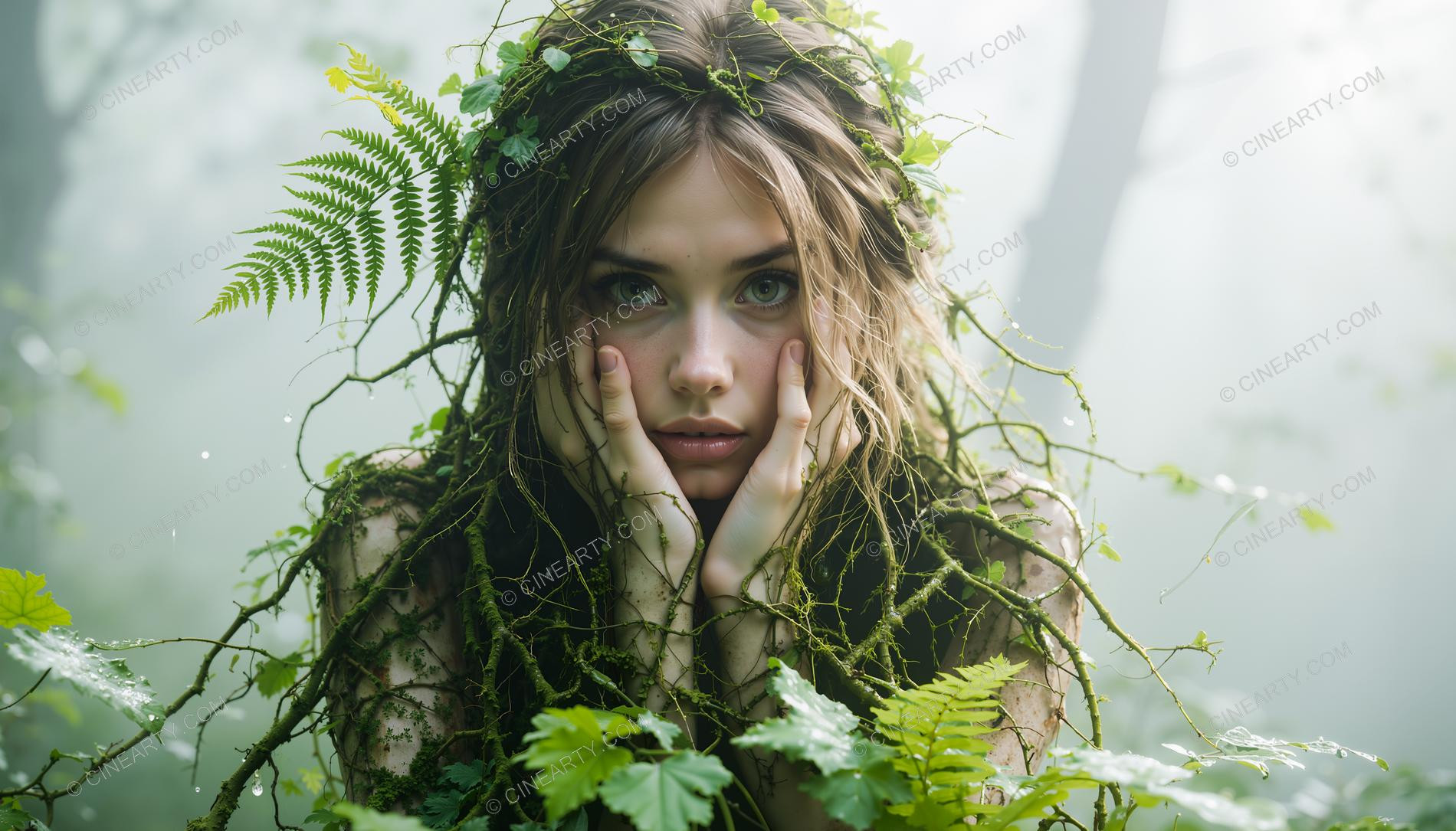 Portrait of a Girl in Symbiosis with Plants 35884