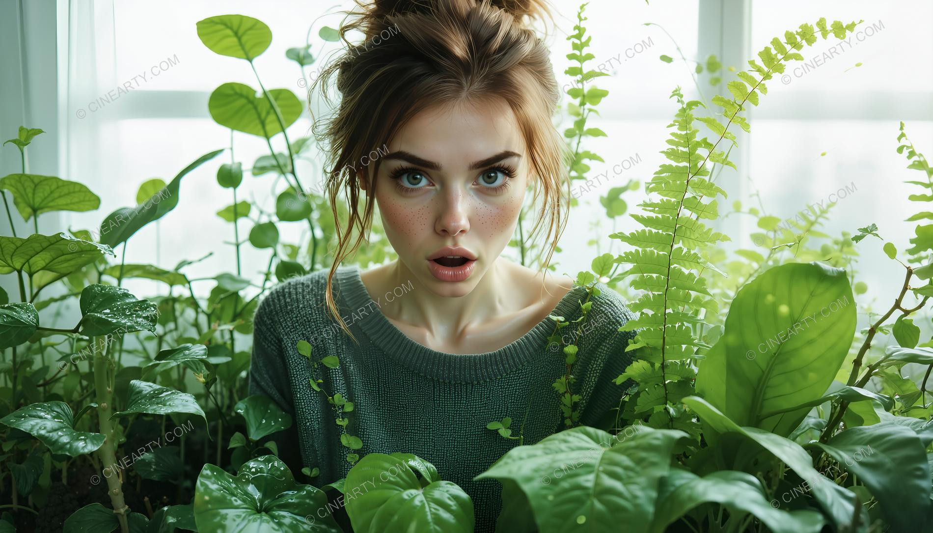 Portrait of a Girl in Symbiosis with Plants 19836