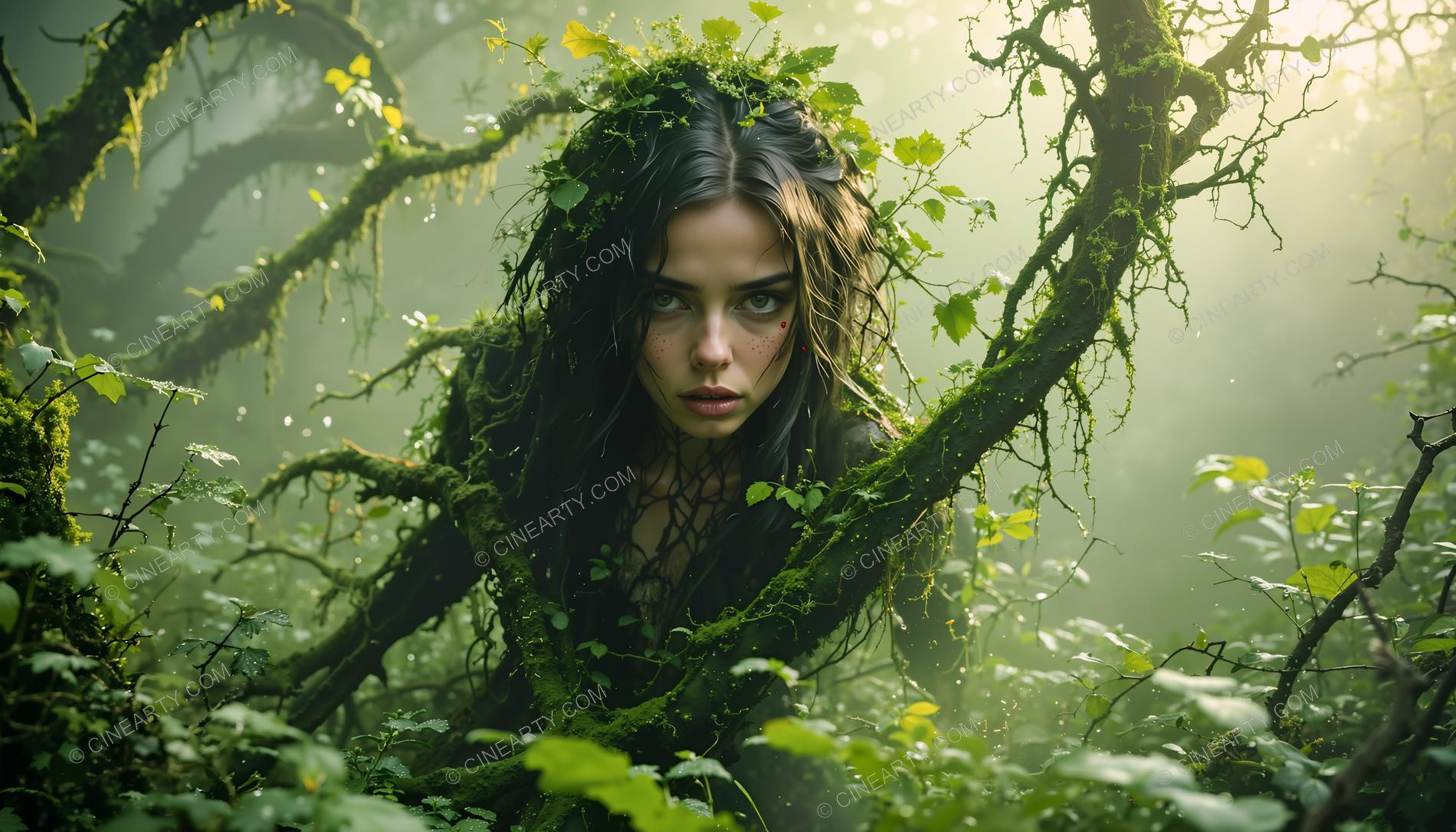 Portrait of a Girl in Symbiosis with Plants 11578