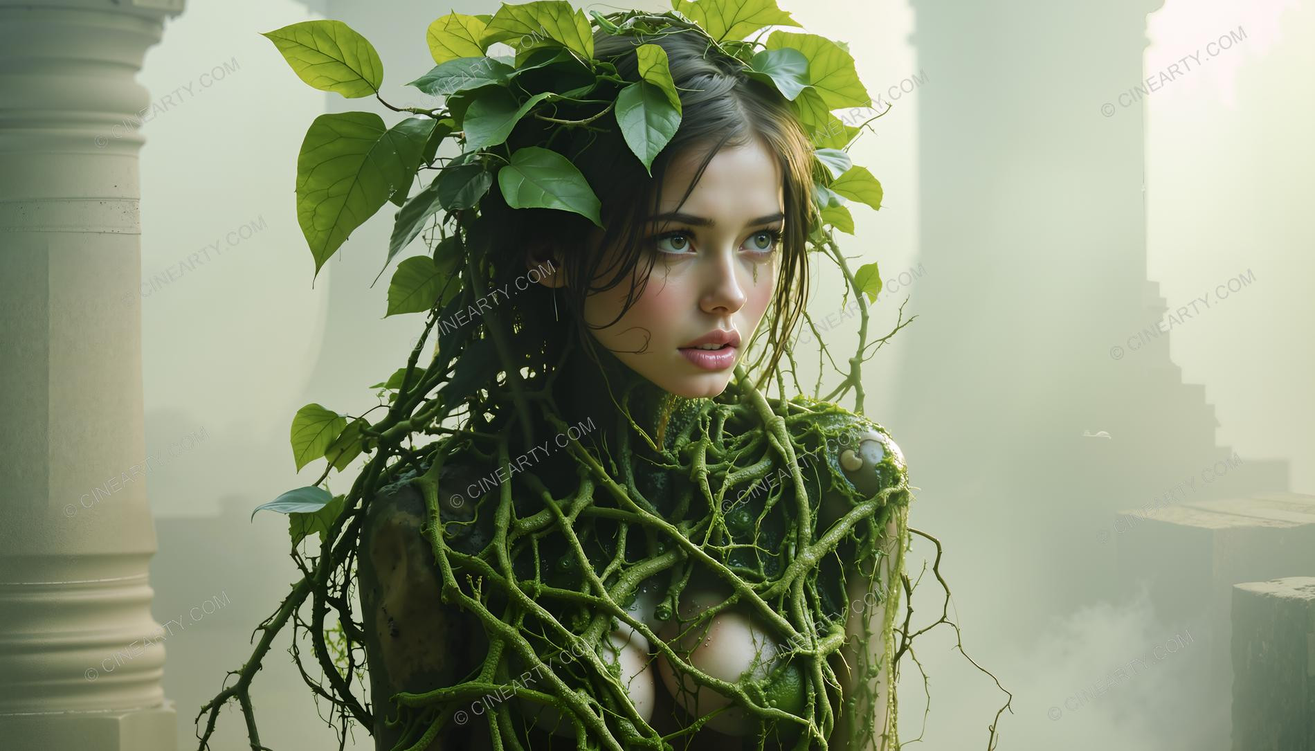 Portrait of a Girl in Symbiosis with Plants 42344