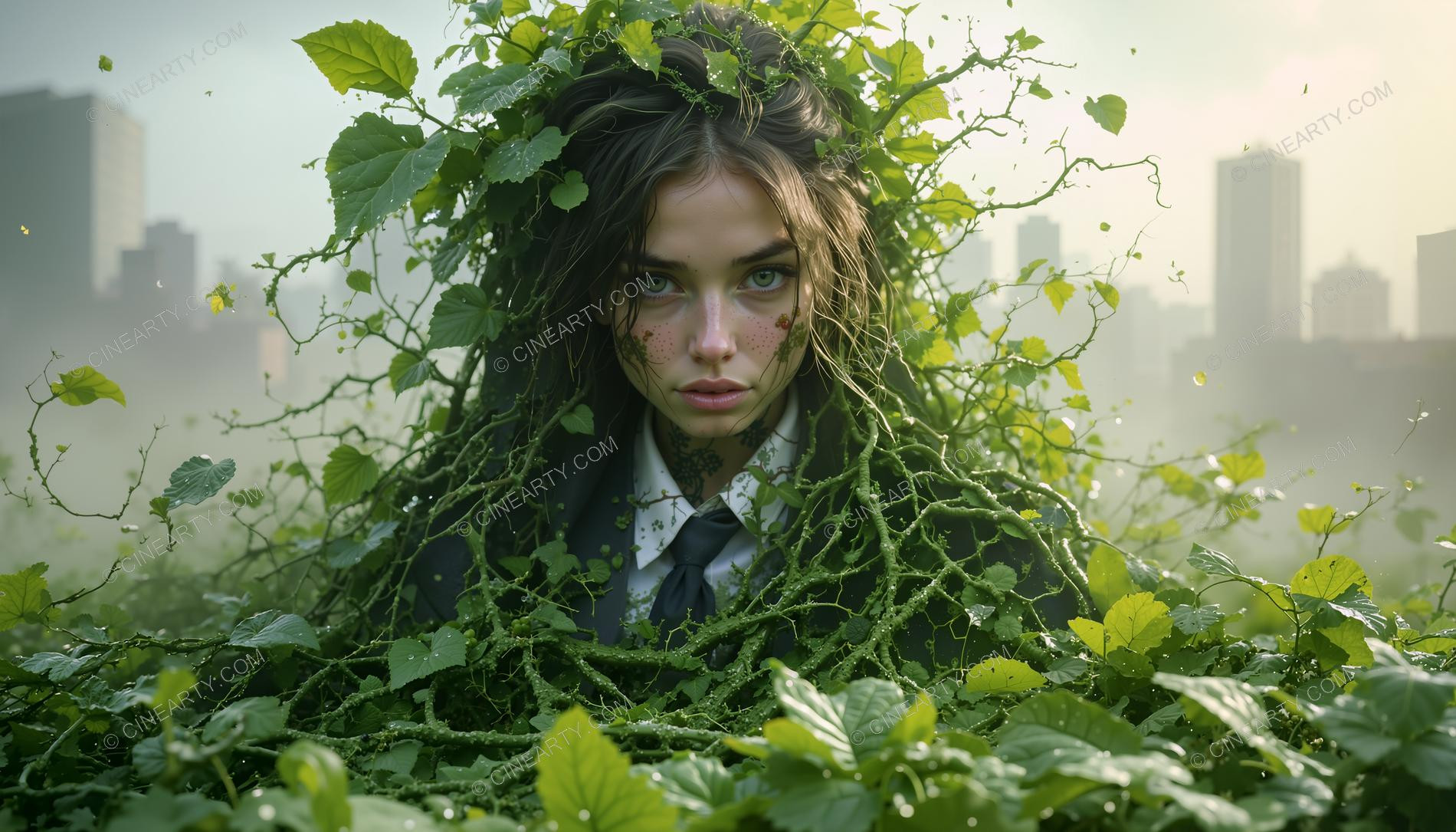 Portrait of a Girl in Symbiosis with Plants 22877