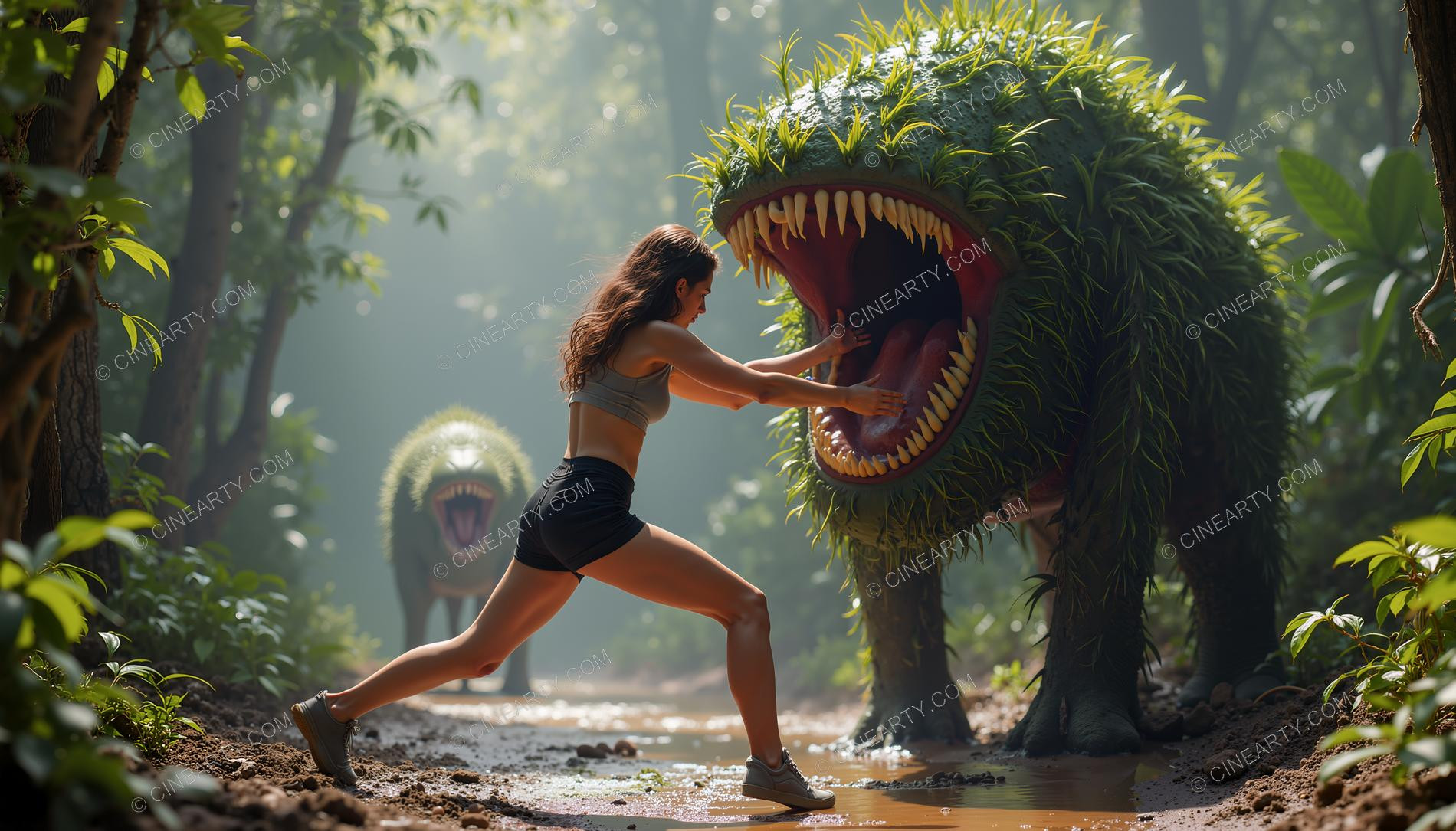 Girl and Huge Mawspawn Monsters 52404