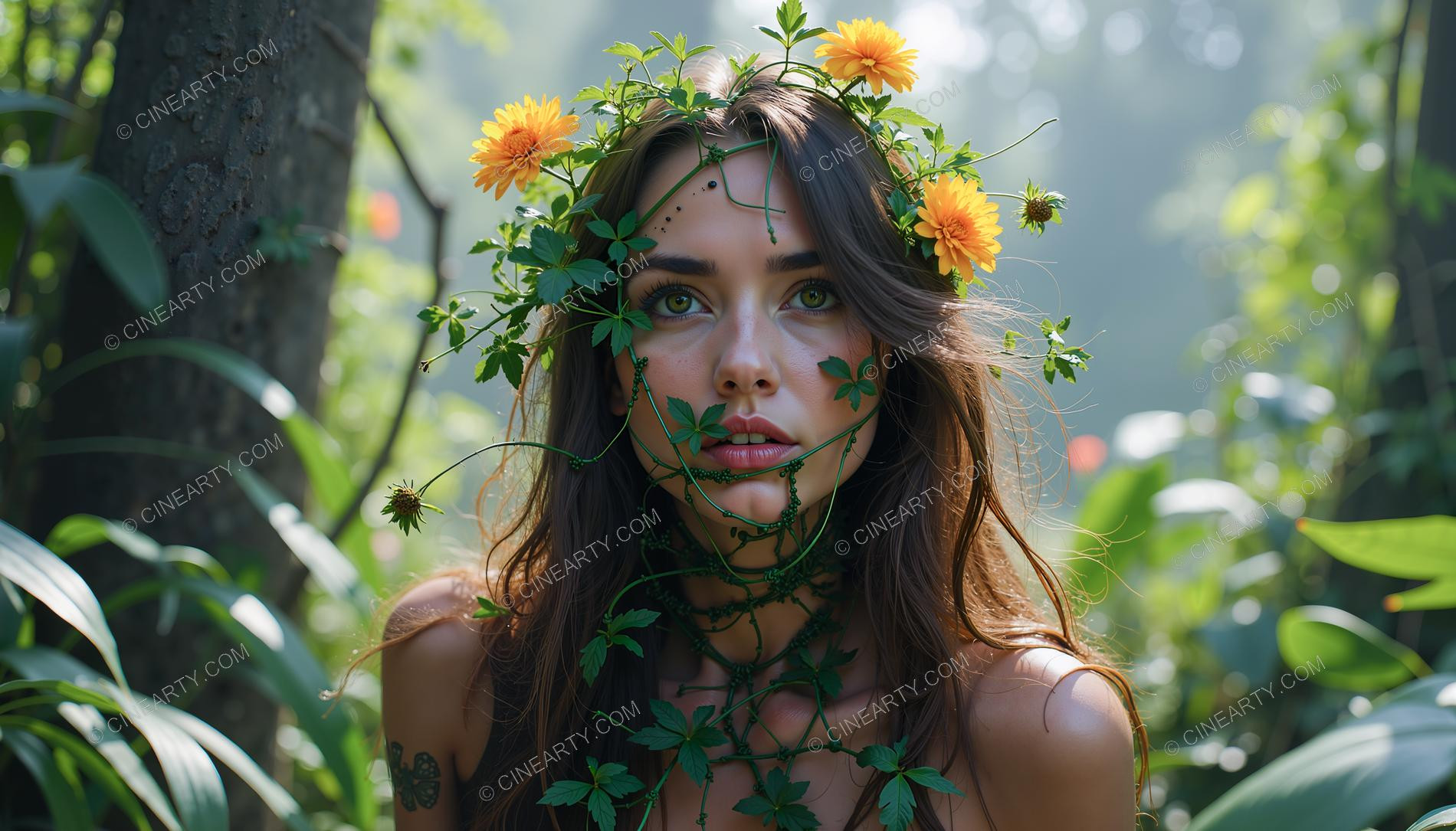 Portrait of Girl with Plants 61280