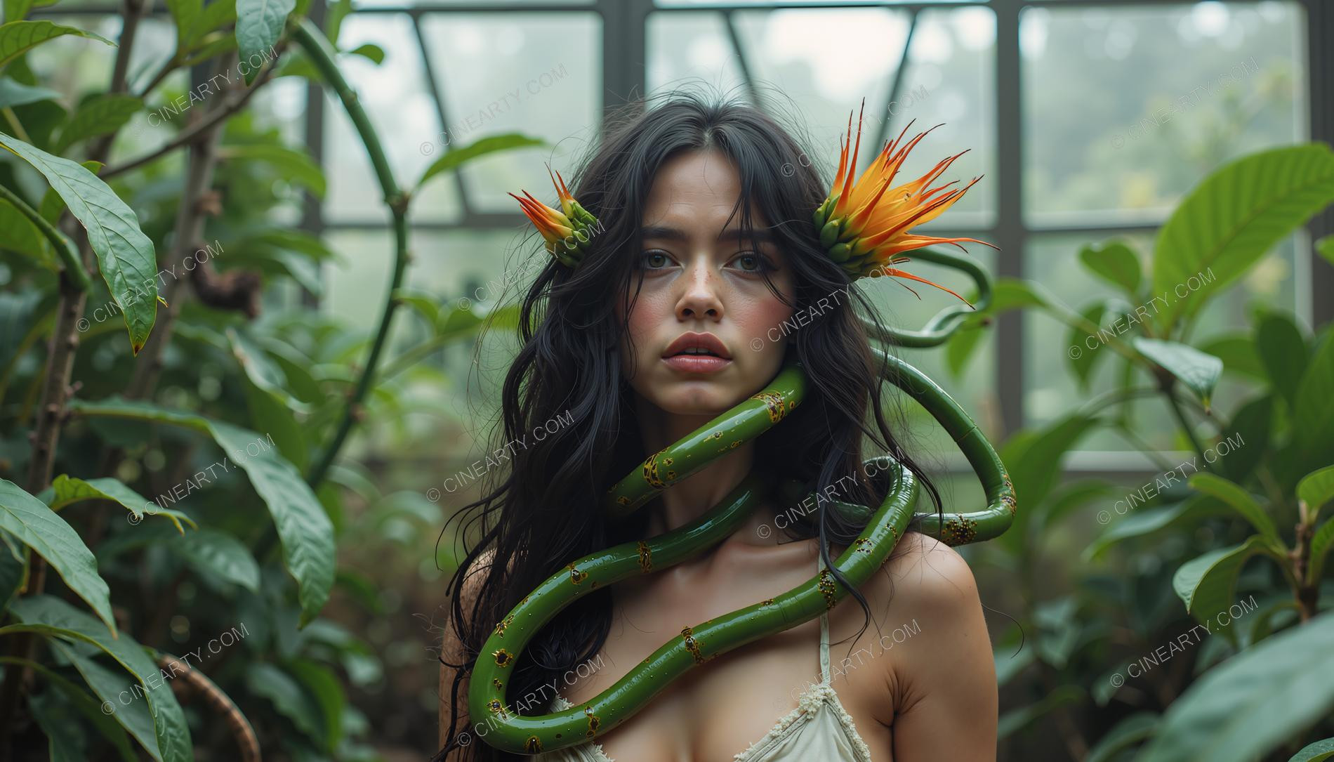 Portrait of Girl with Plants 97257