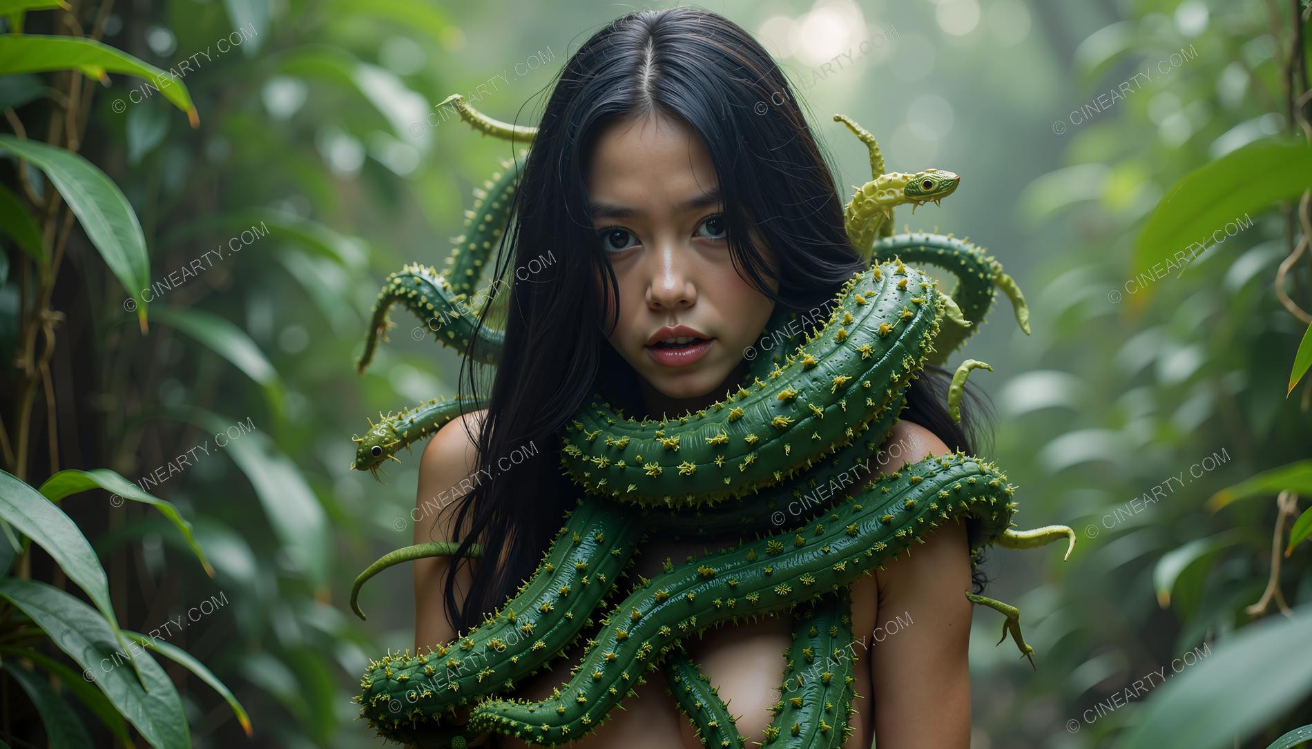 Portrait of Girl with Plants 36973