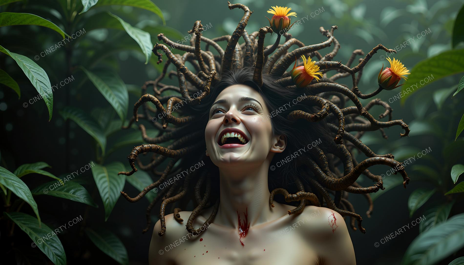 Portrait of Girl with Plants 41060