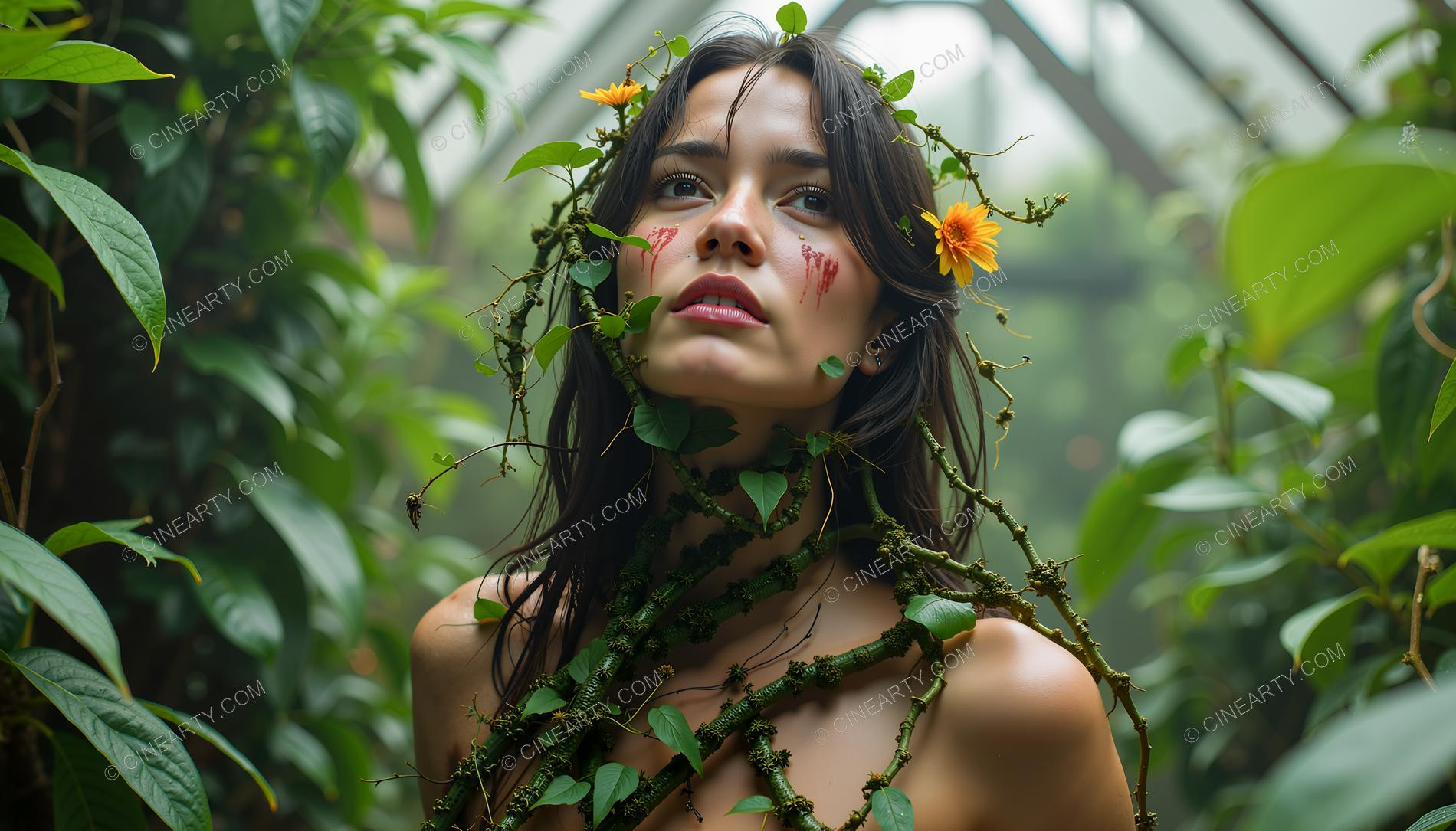 Portrait of Girl with Plants 29988