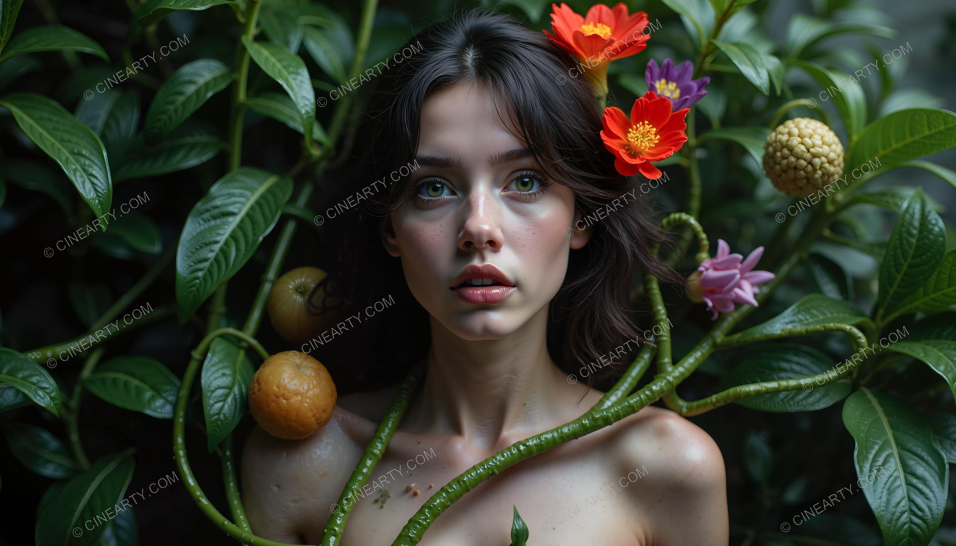 Portrait of Girl with Plants 77713
