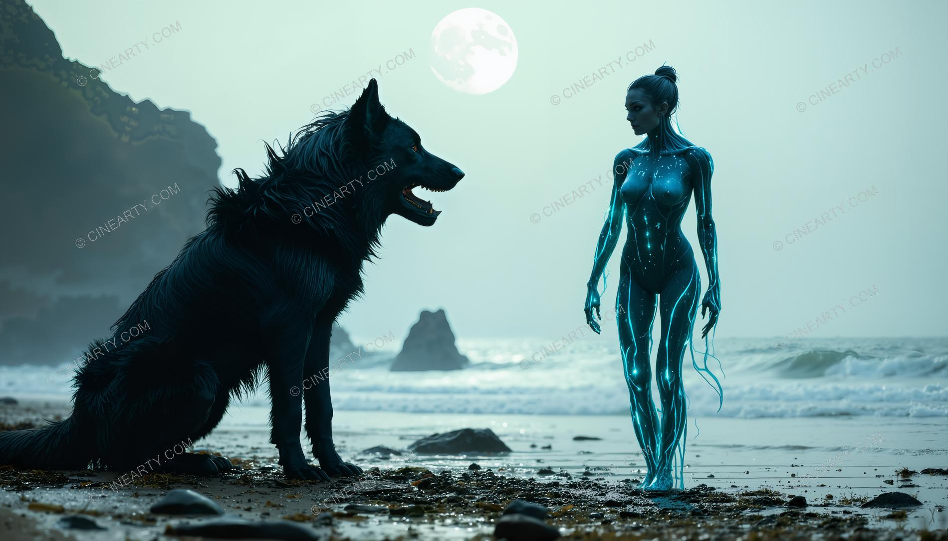 Android Woman and Dog 46709