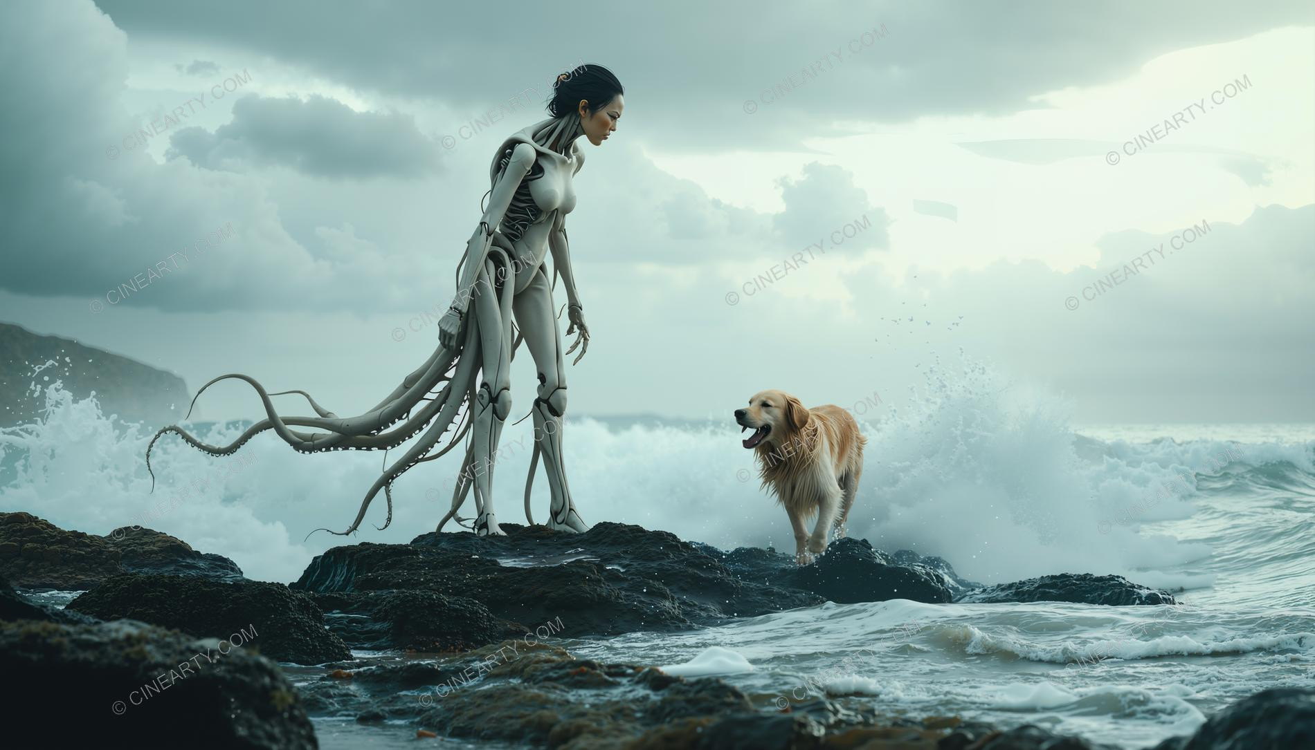 Android Woman and Dog 16731