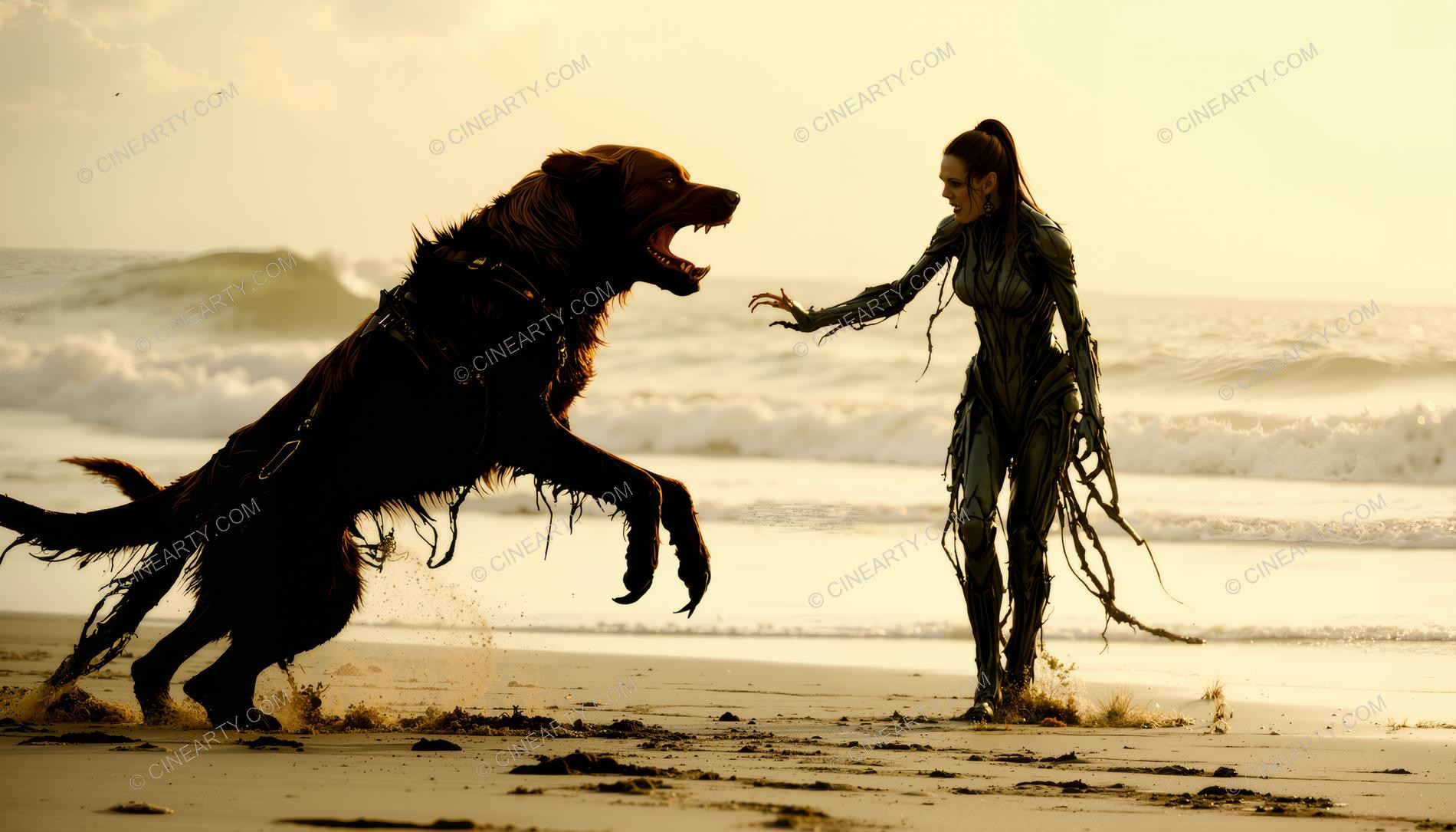 Android Woman and Dog 02993