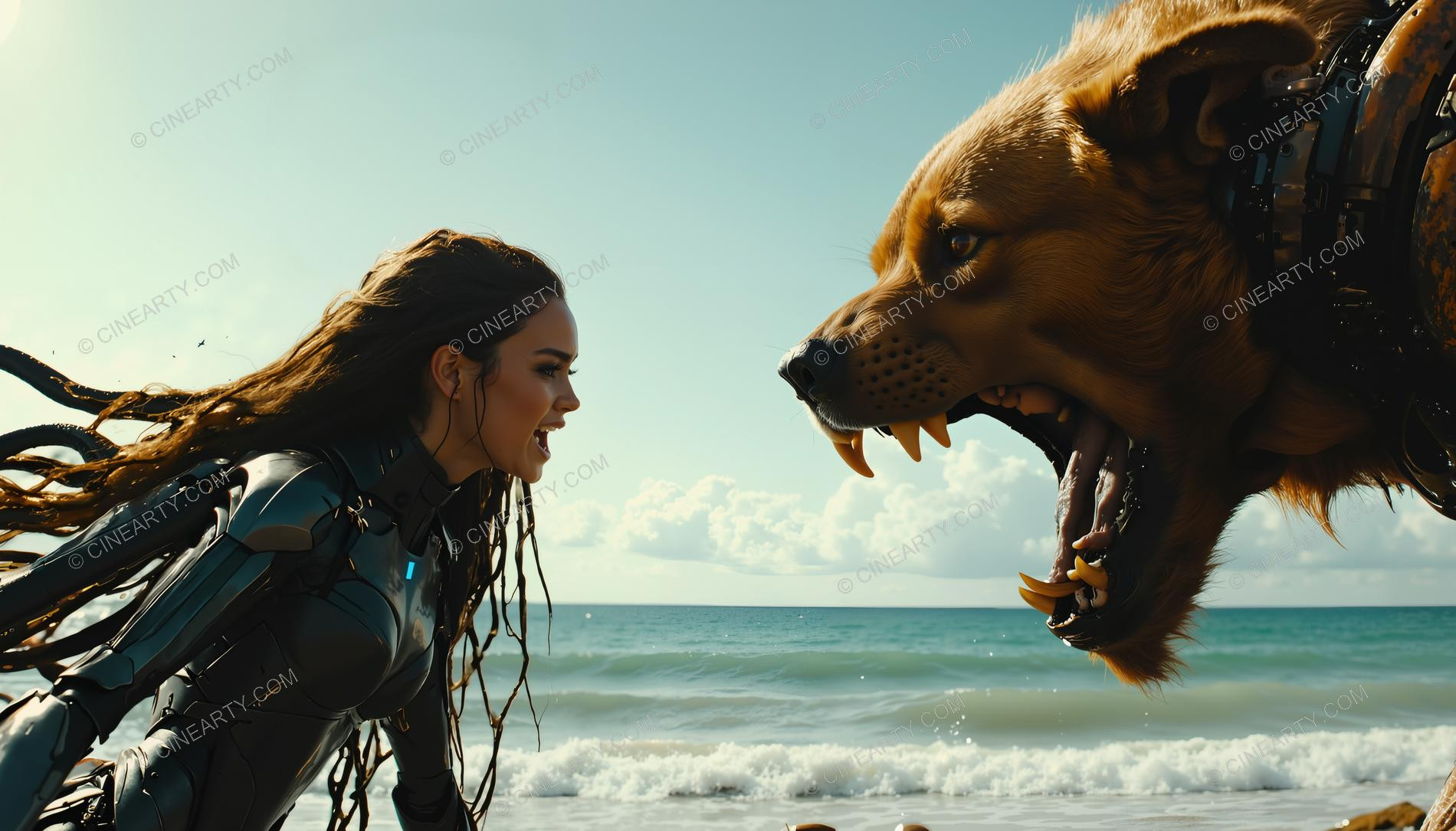 Android Woman and Dog 70354