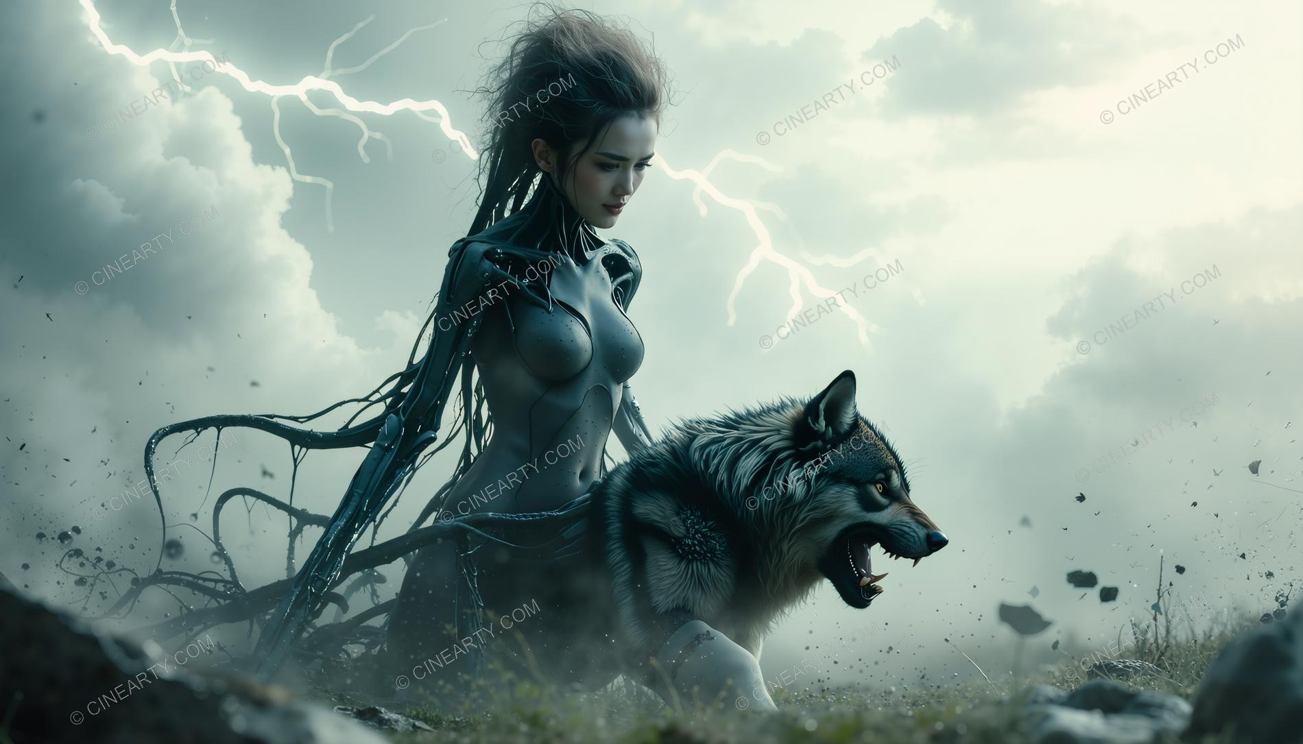 Android Woman and Dog 49728