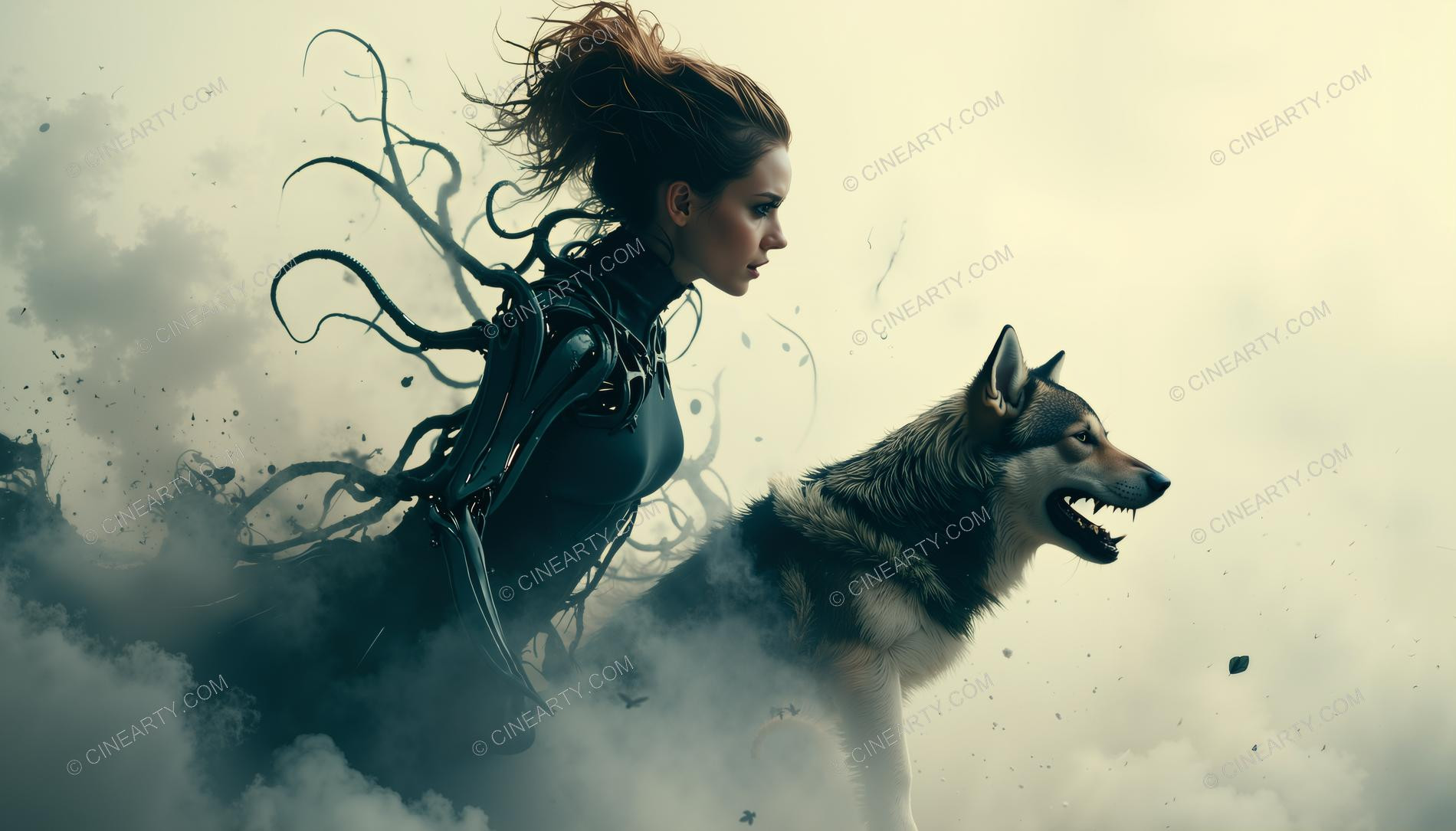 Android Woman and Dog 72903