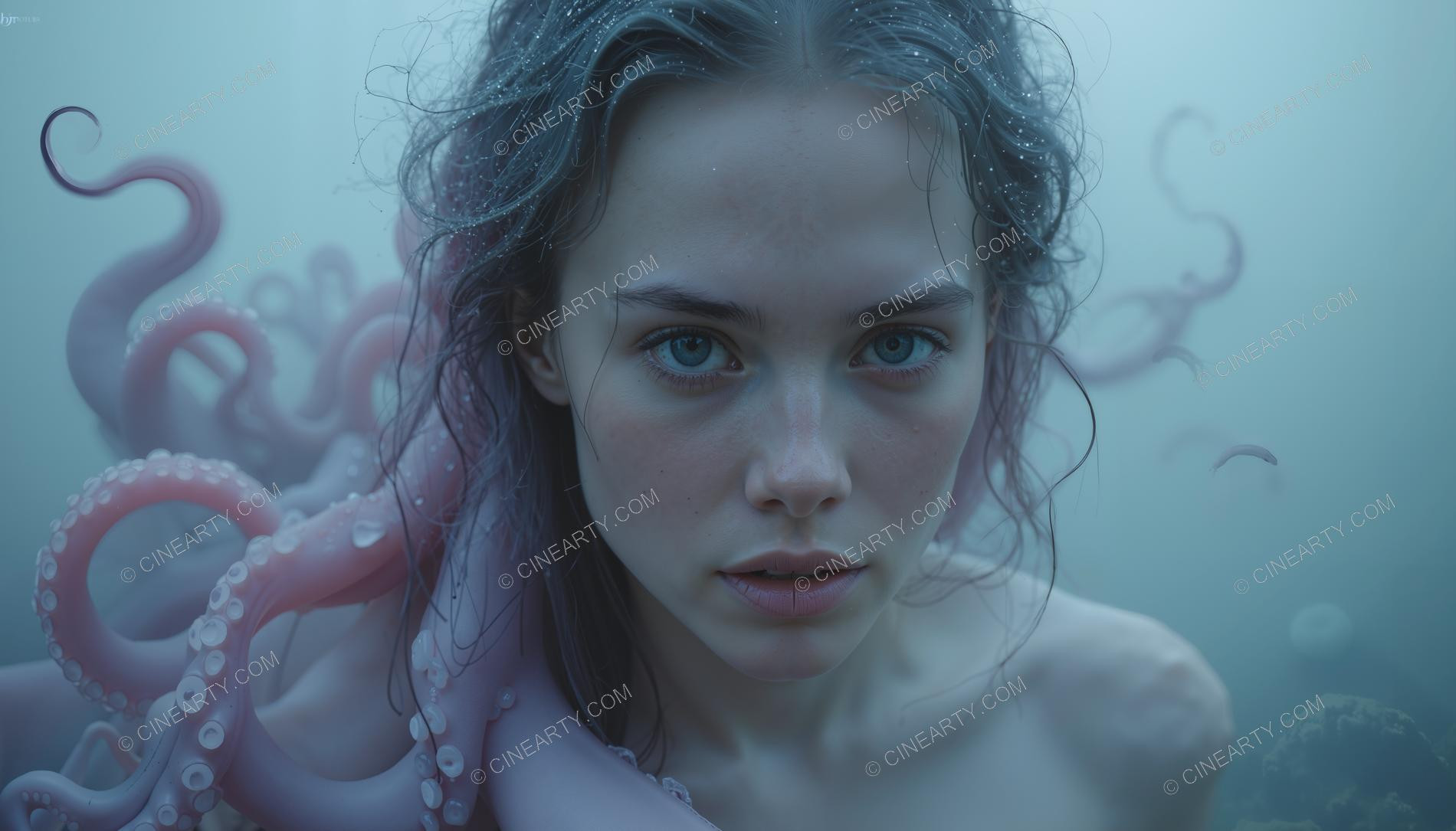 Octopus-Woman Hybrid Close-up Portrait 22598