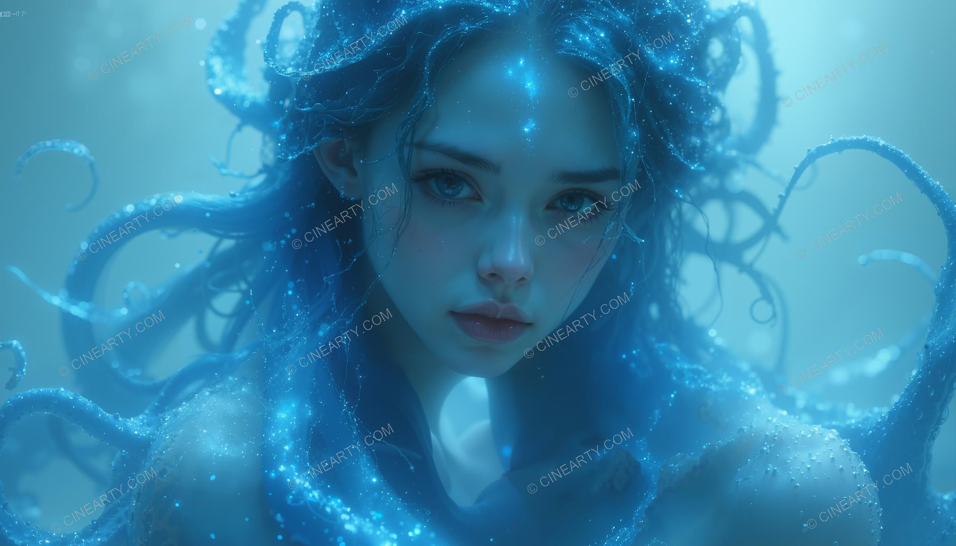 Octopus-Woman Hybrid Close-up Portrait 84049