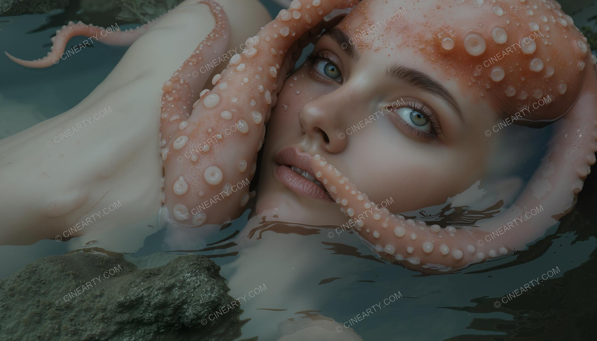 Octopus-Woman Hybrid Close-up Portrait 36836