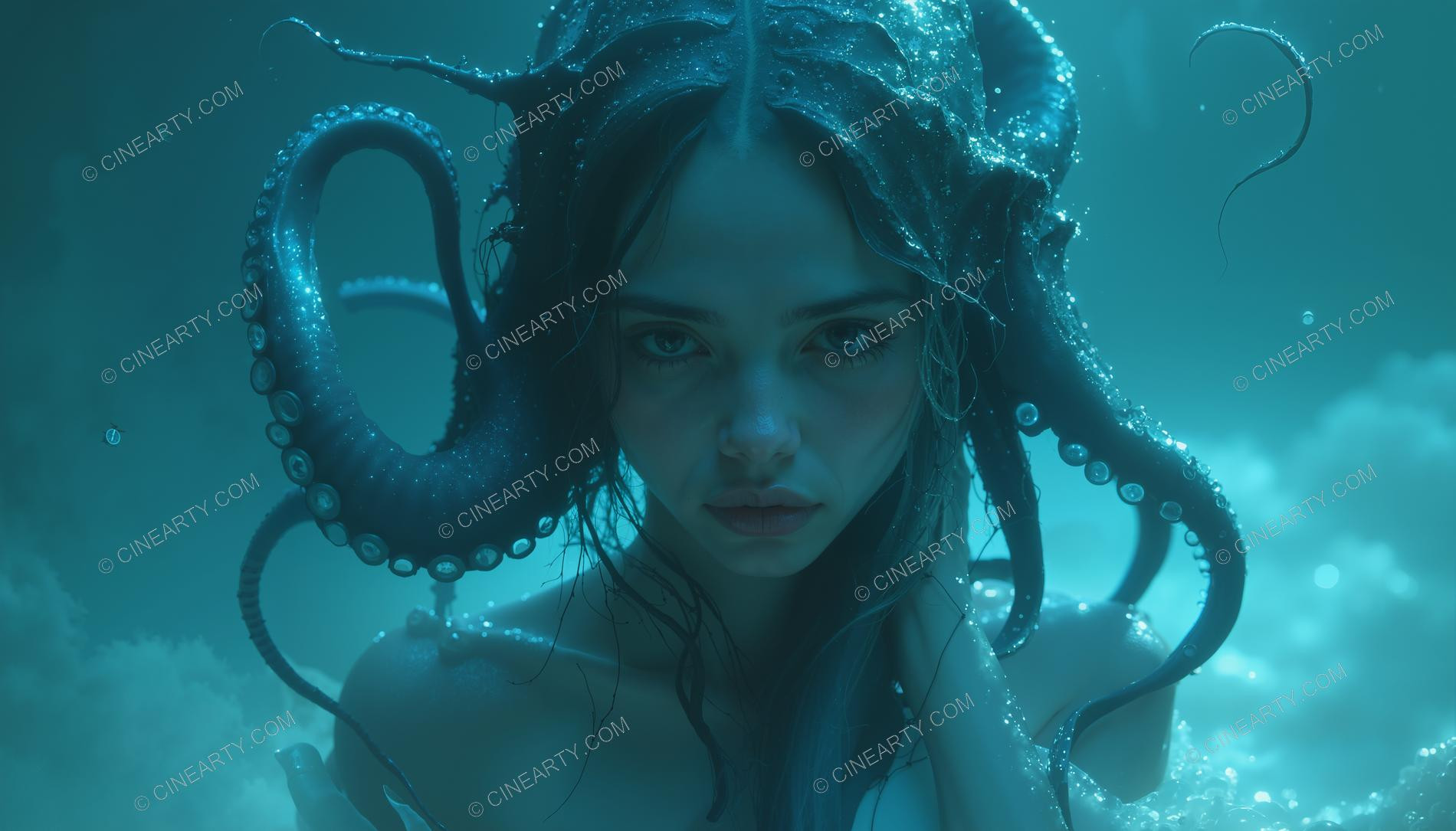 Octopus-Woman Hybrid Close-up Portrait 36523