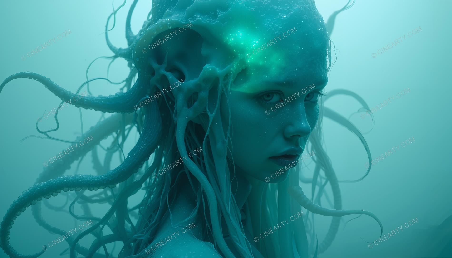 Octopus-Woman Hybrid Close-up Portrait 43580