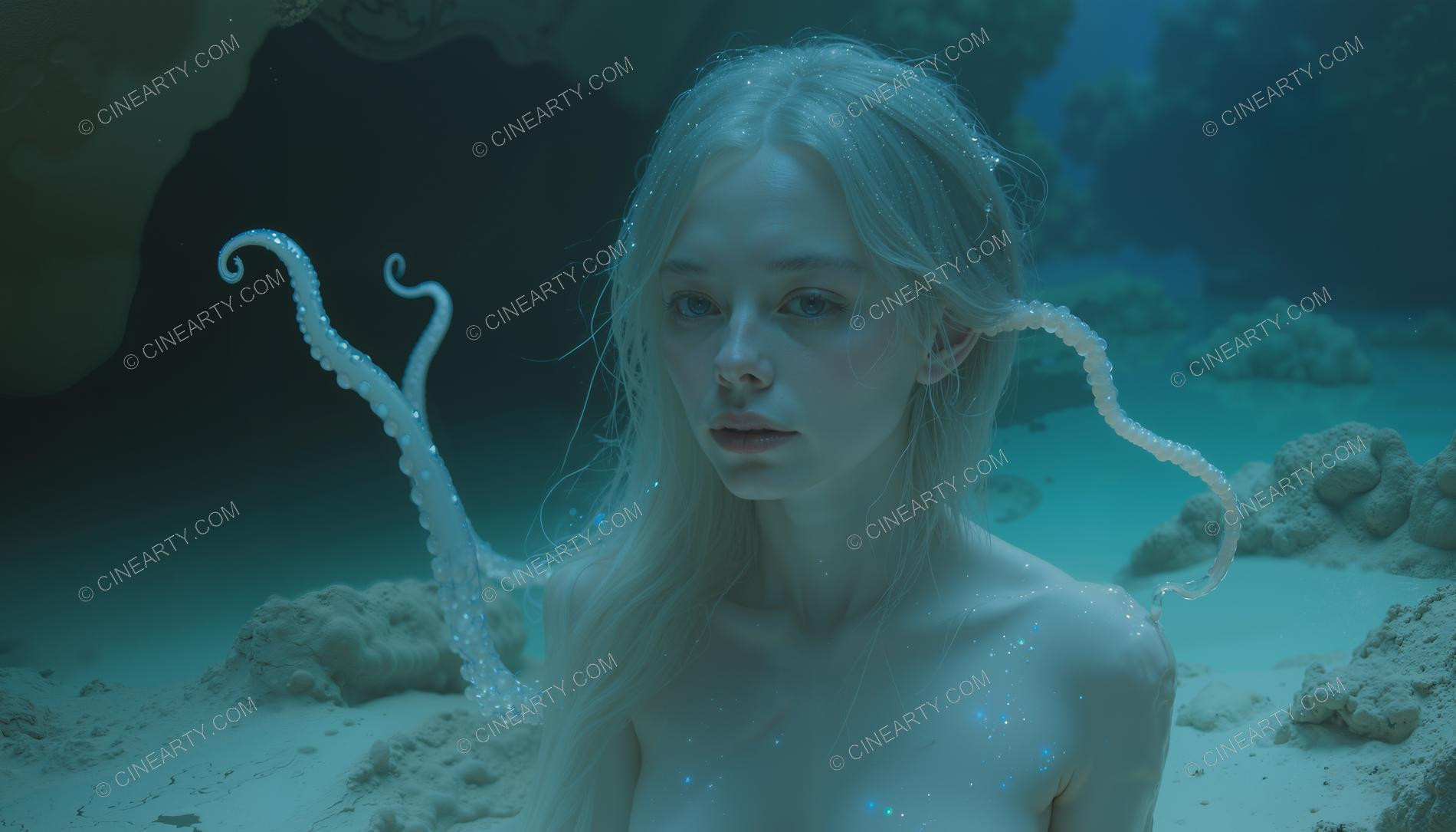 Octopus-Woman Hybrid Close-up Portrait 55119