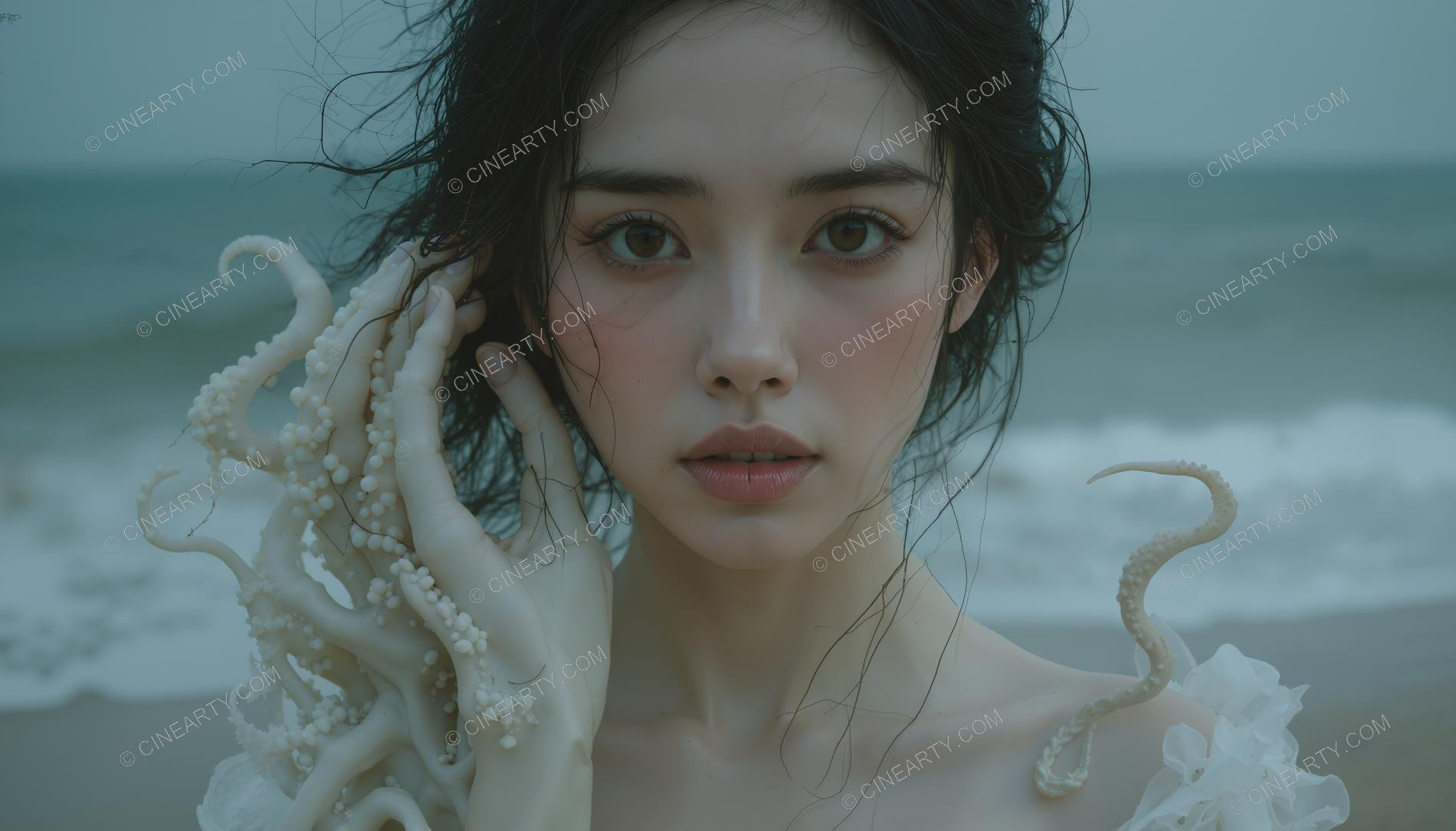 Octopus-Woman Hybrid Close-up Portrait 68945