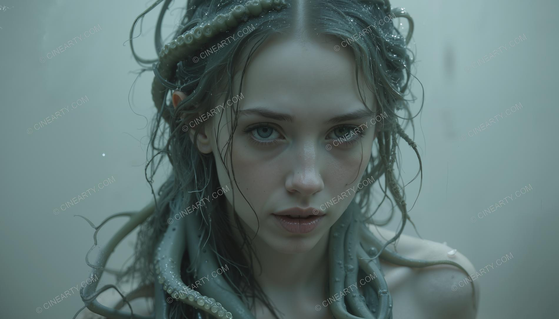 Octopus-Woman Hybrid Close-up Portrait 06840