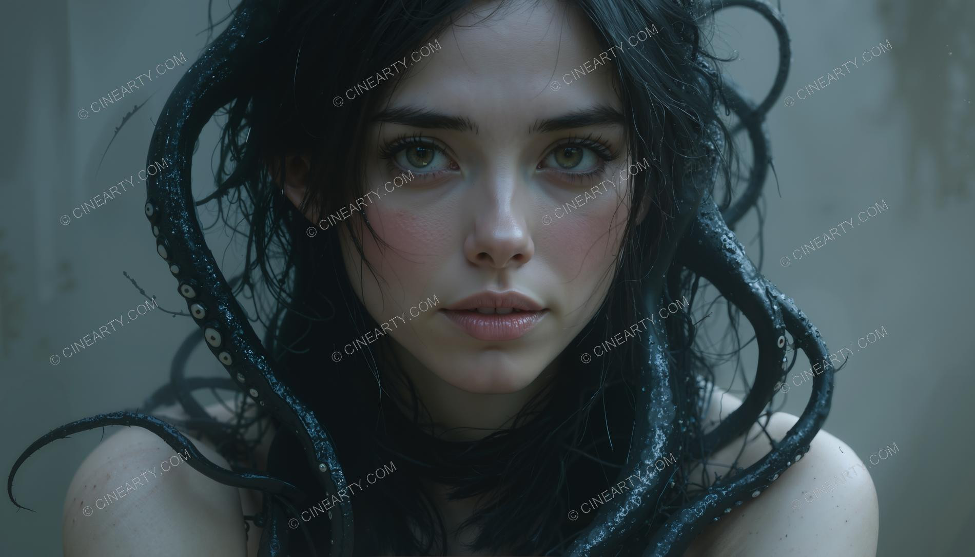 Octopus-Woman Hybrid Close-up Portrait 96711