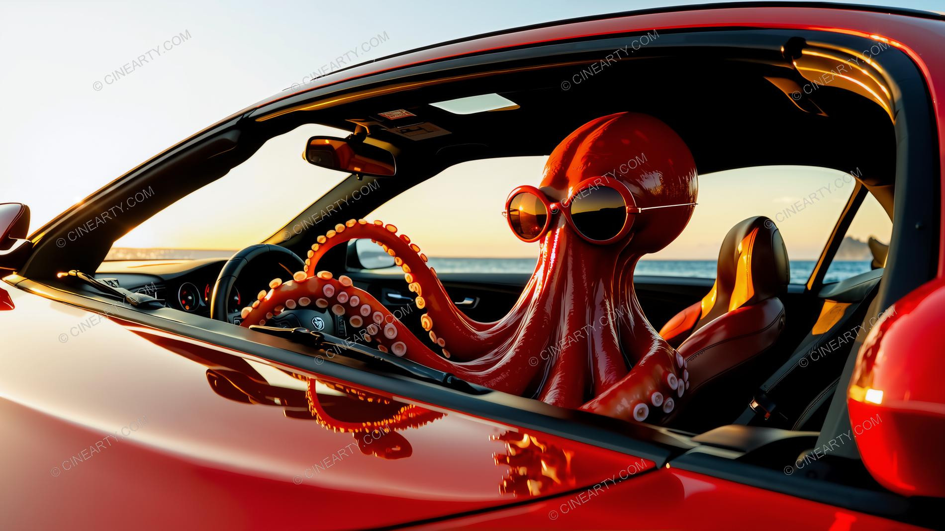 Octopus-Woman Hybrid in a Car 07877