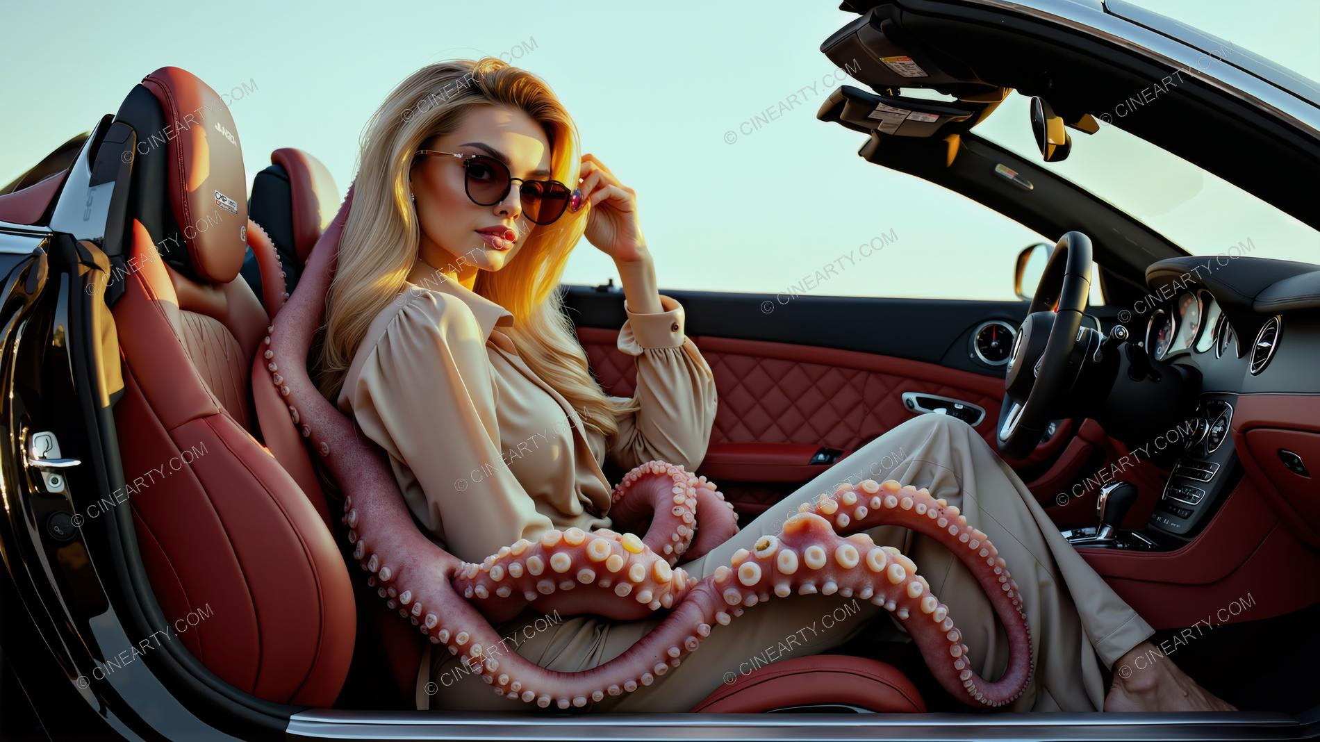 Octopus-Woman Hybrid in a Car 71949