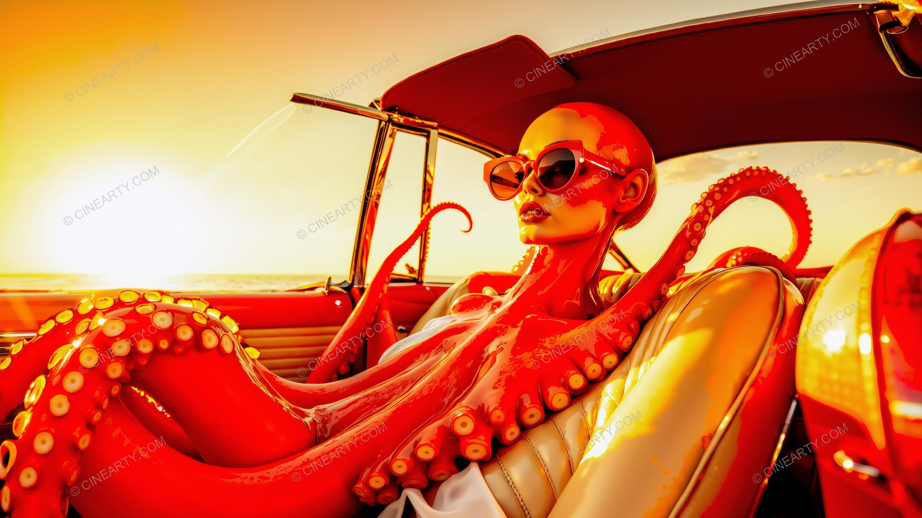 Octopus-Woman Hybrid in a Car 22742