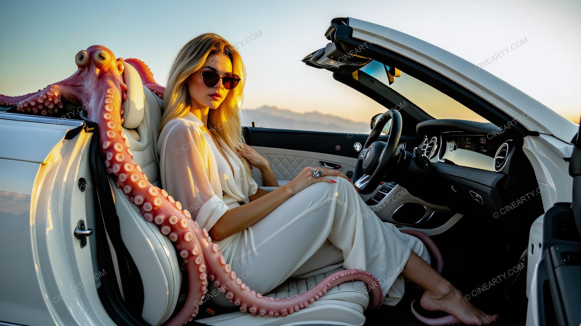 Octopus-Woman Hybrid in a Car 31400
