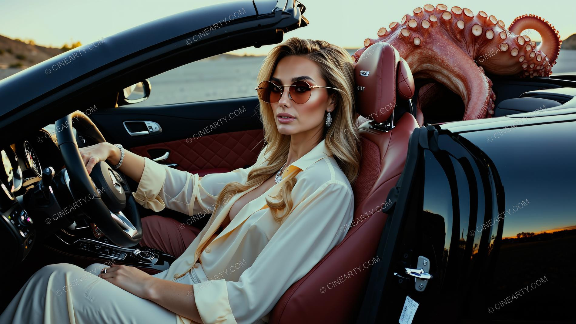 Octopus-Woman Hybrid in a Car 47489