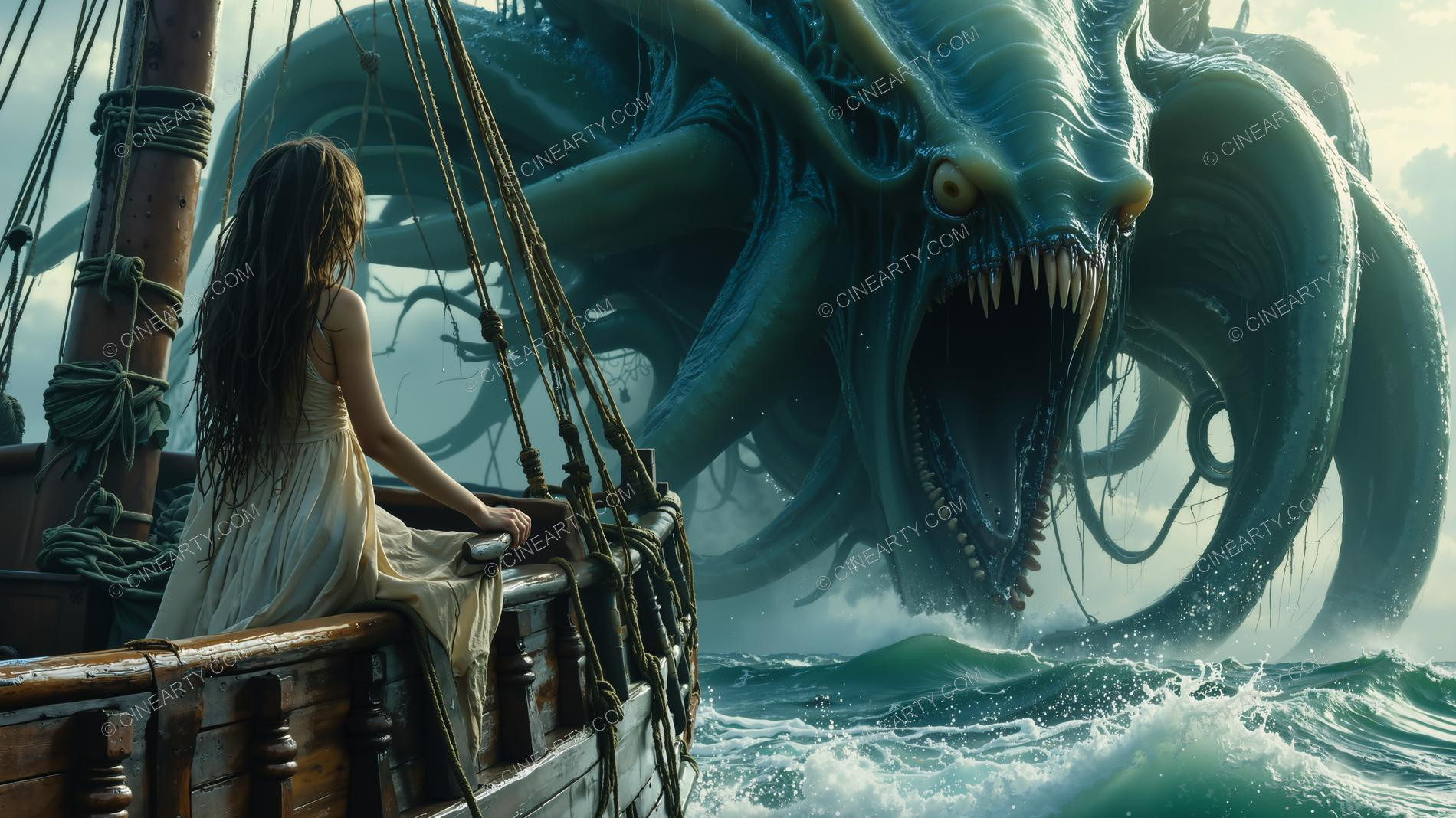 Deep-Sea Monster and Young Girl 56107