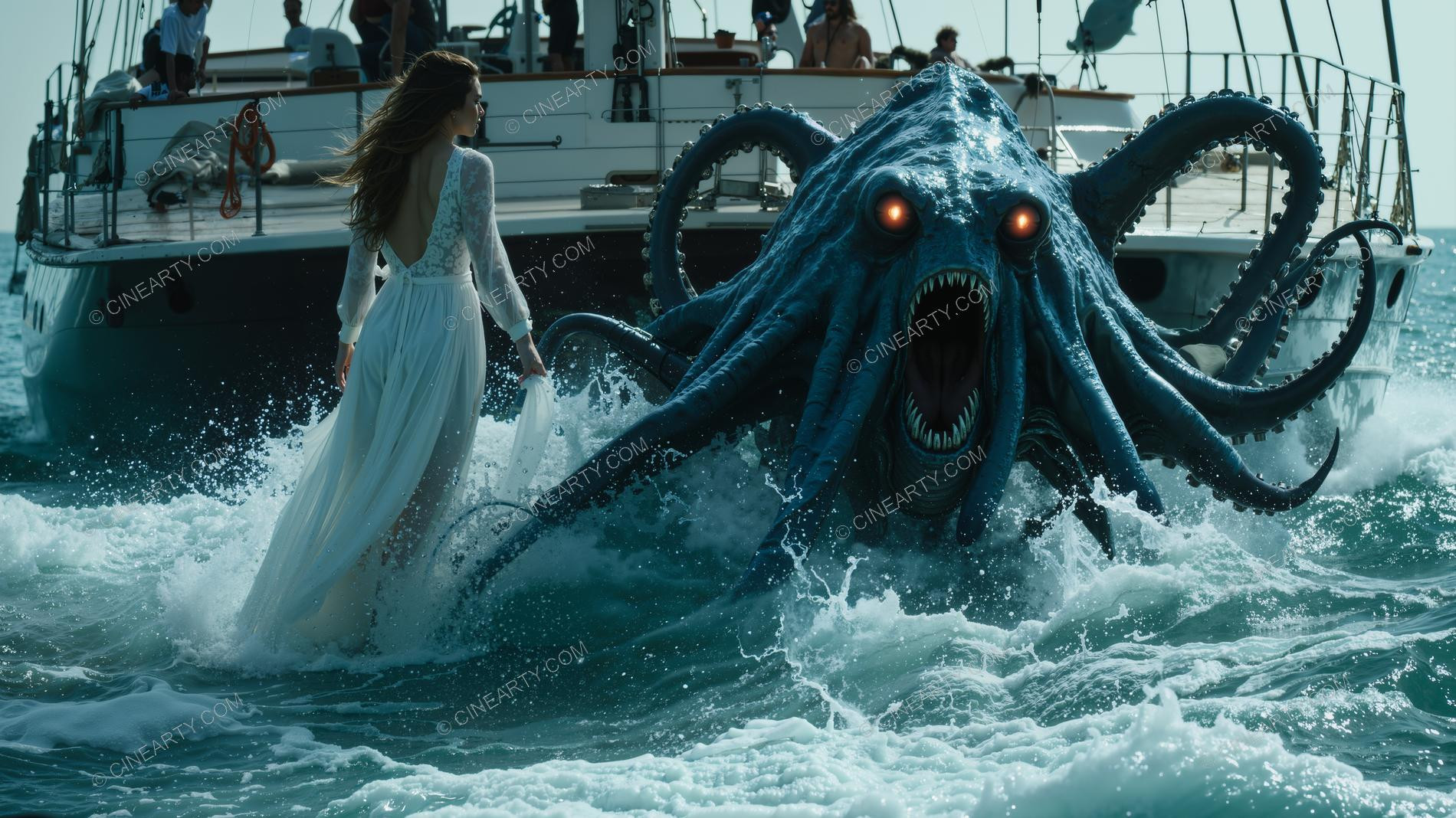 Deep-Sea Monster and Young Girl 65501