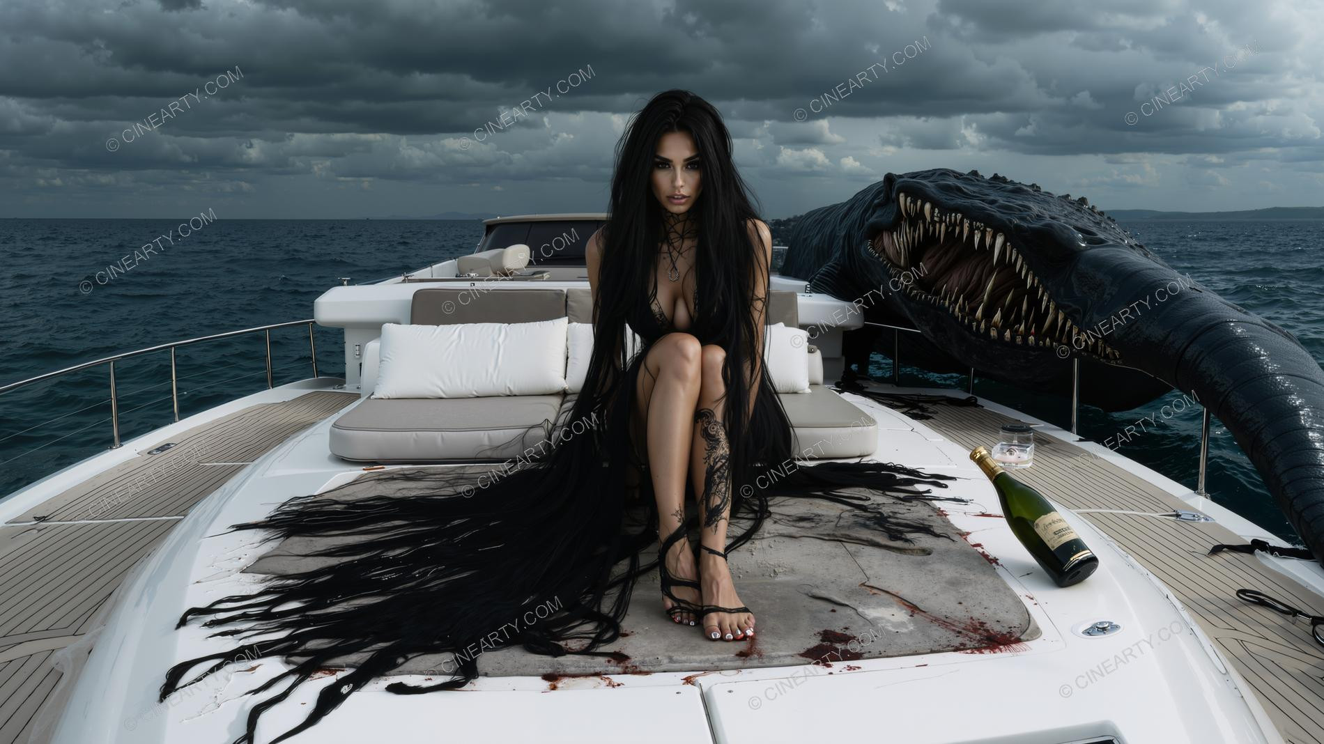 Deep-Sea Monster and Young Girl 18480