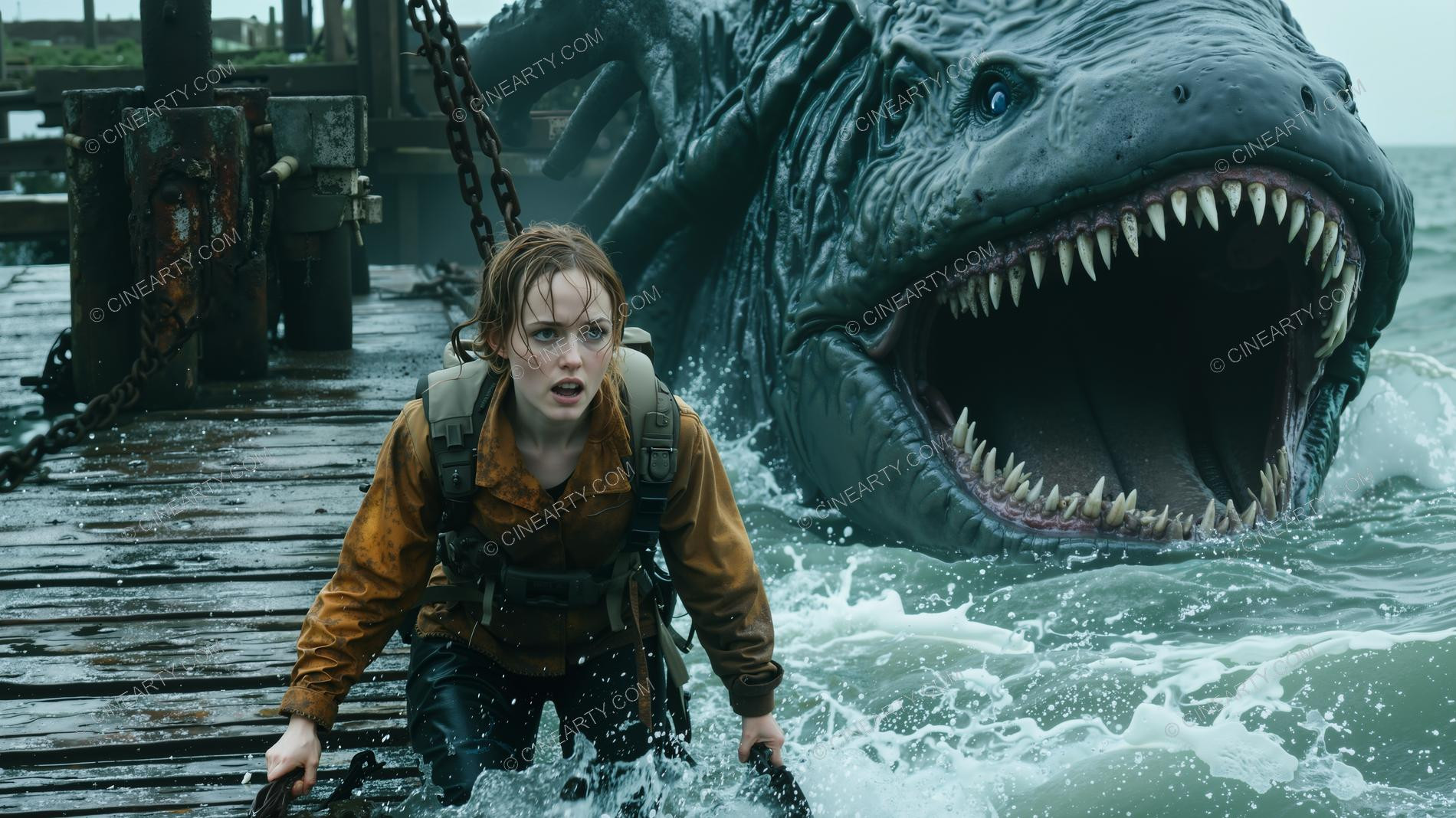 Deep-Sea Monster and Young Girl 67148