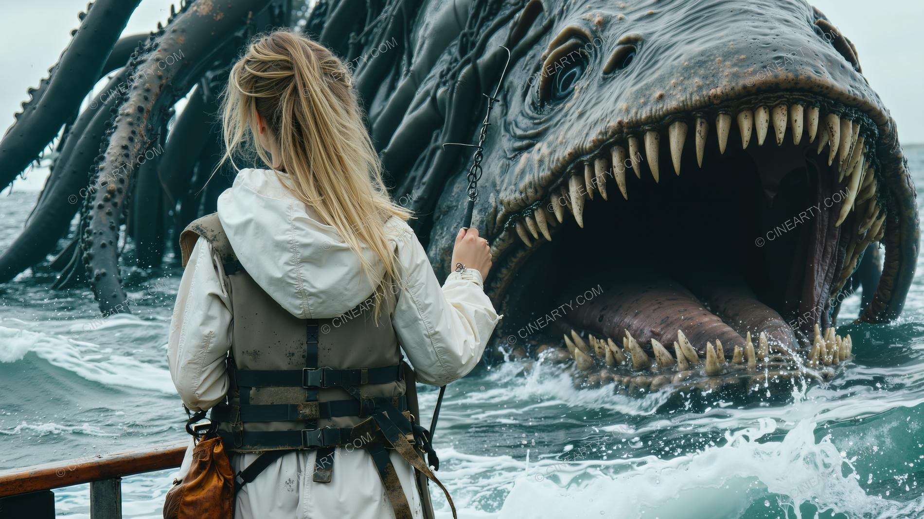 Deep-Sea Monster and Young Girl 37669