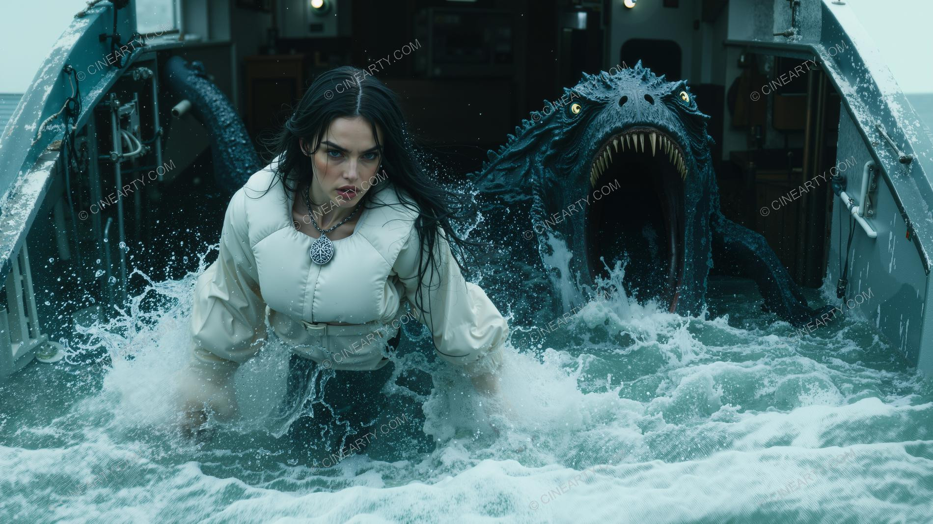 Deep-Sea Monster and Young Girl 04093