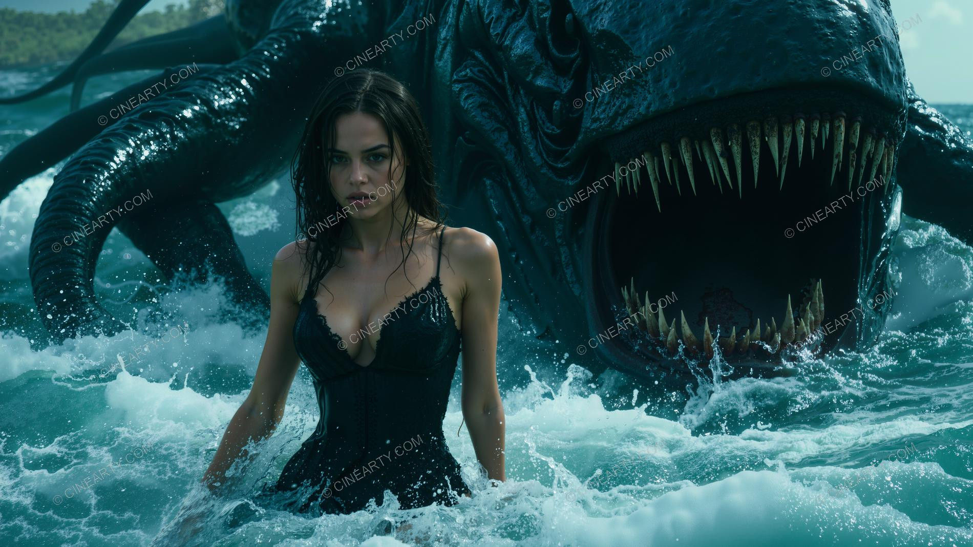 Deep-Sea Monster and Young Girl 62363