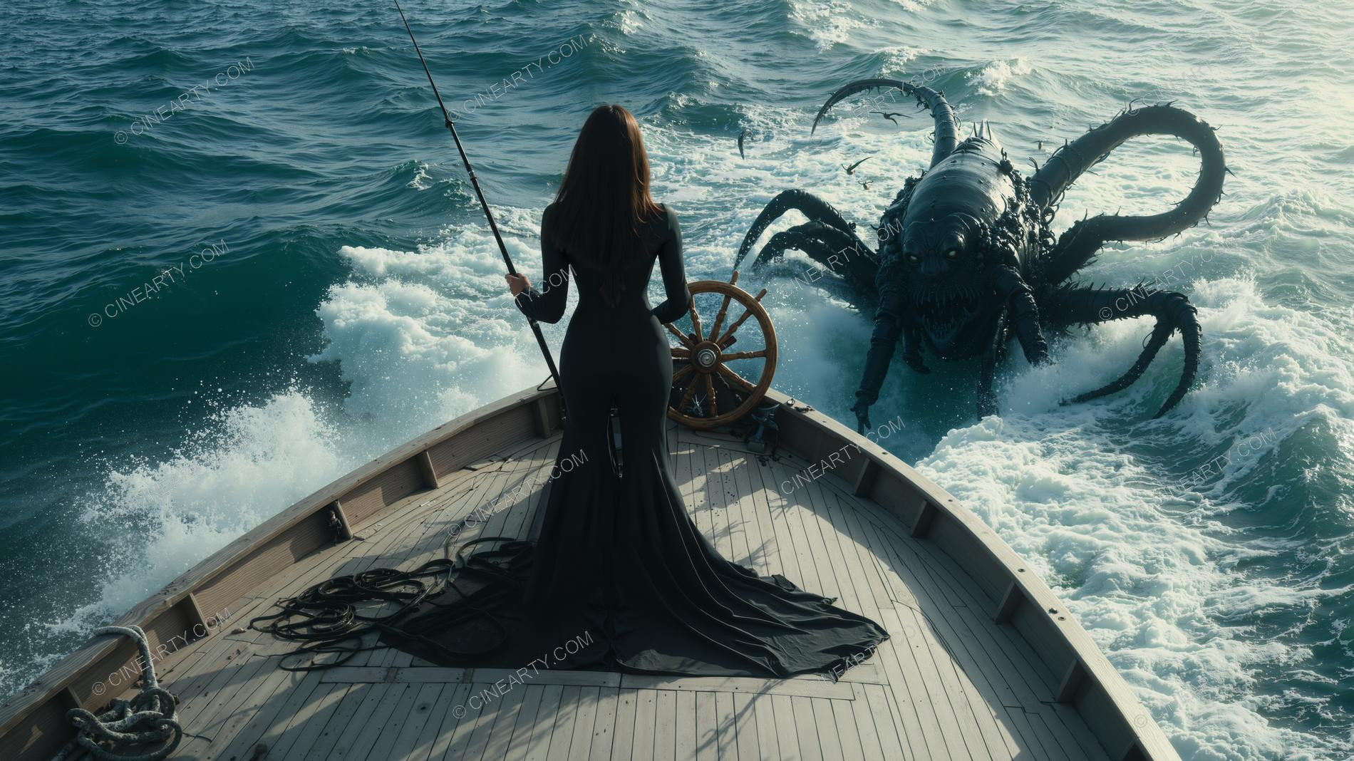 Deep-Sea Monster and Young Girl 98540