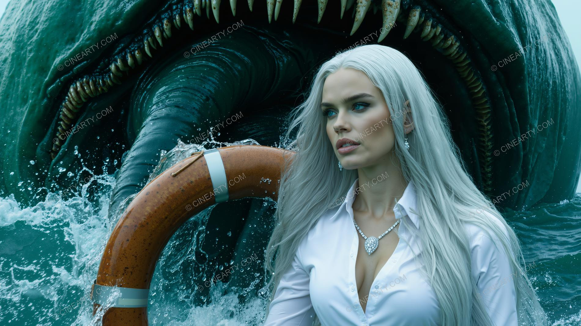 Deep-Sea Monster and Young Girl 37738