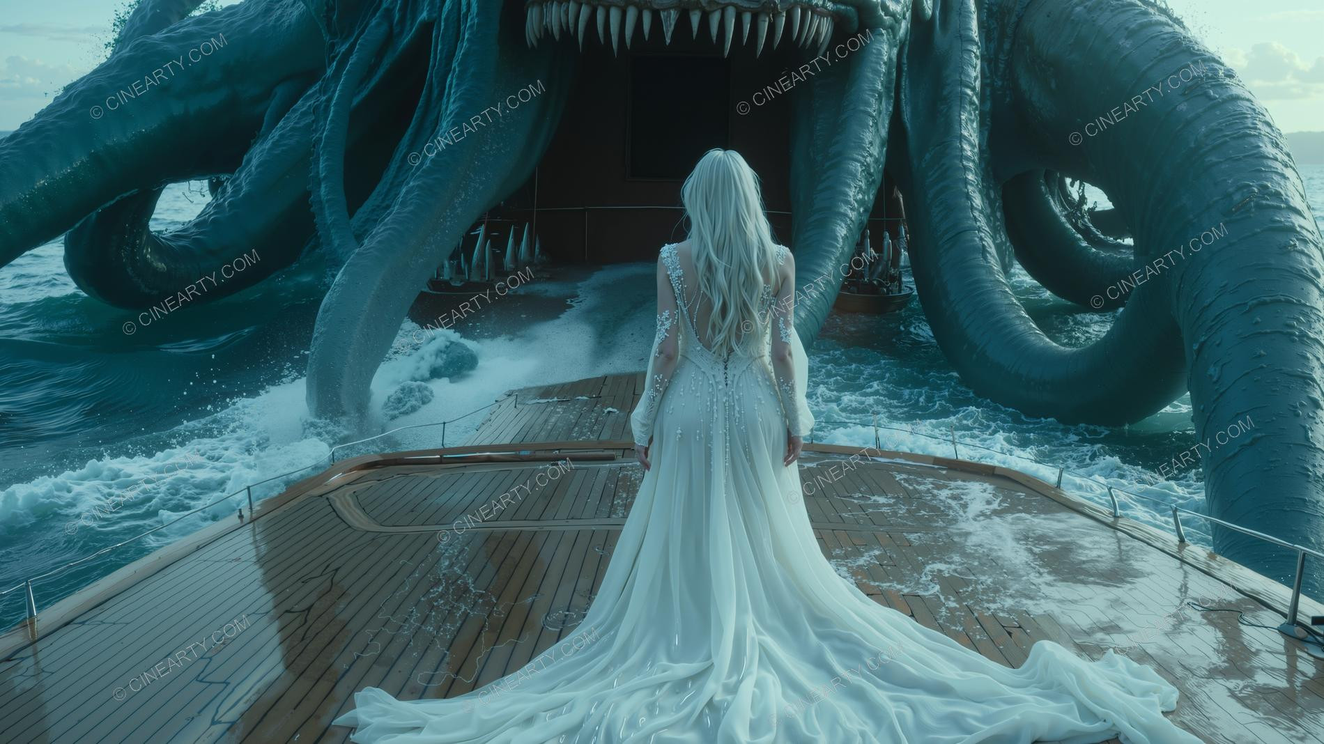 Deep-Sea Monster and Young Girl 67709