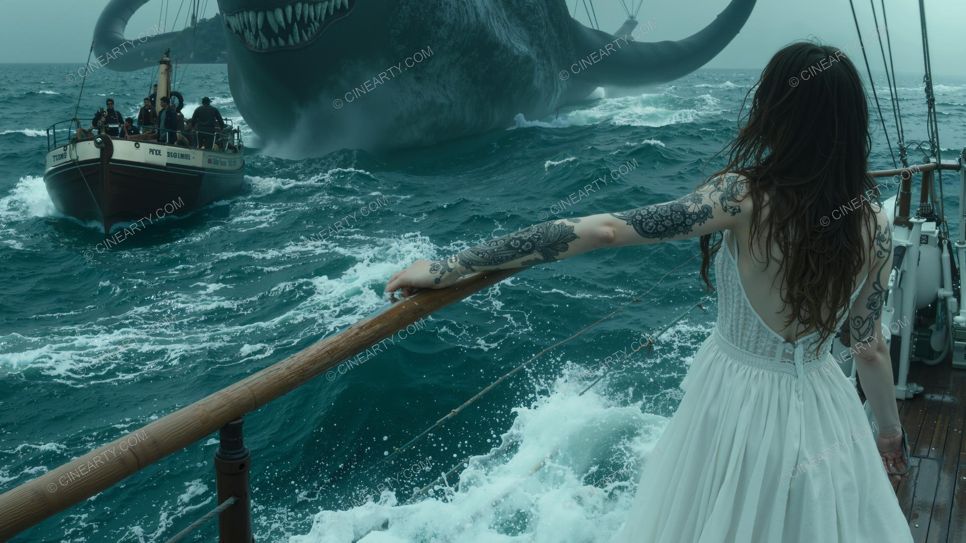 Deep-Sea Monster and Young Girl 93618